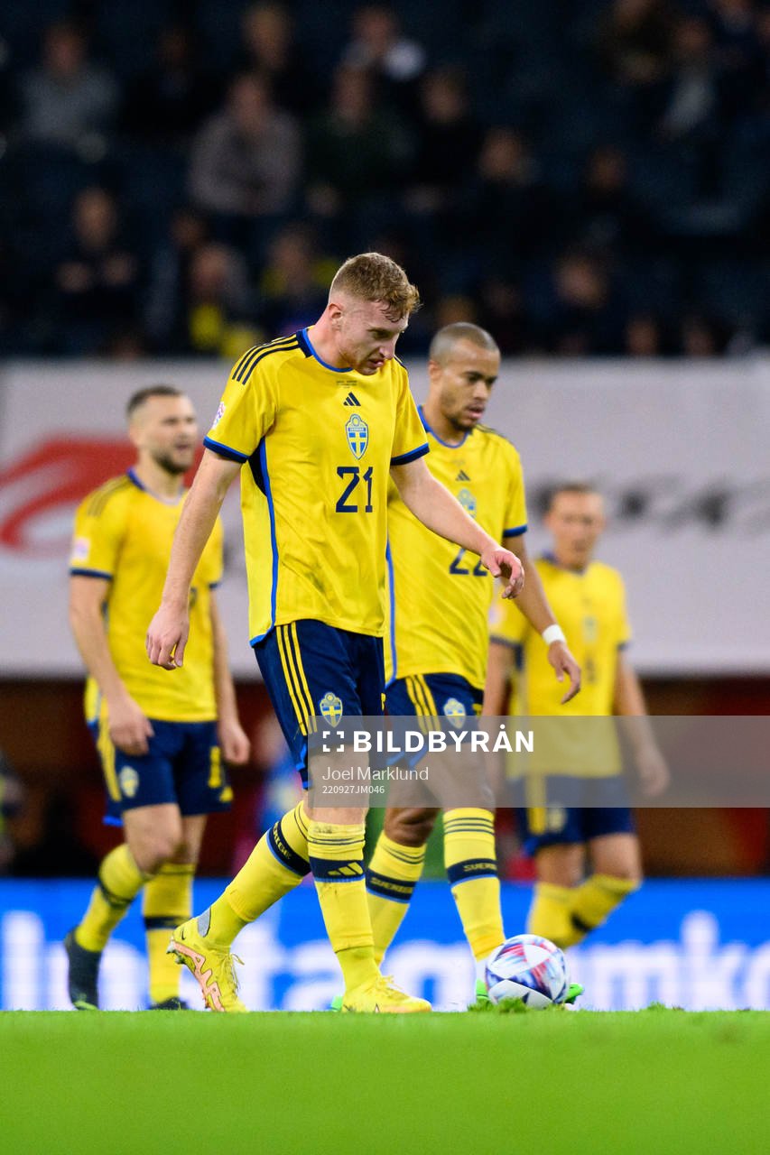Dejan Kulusevski of Sweden looks dejected