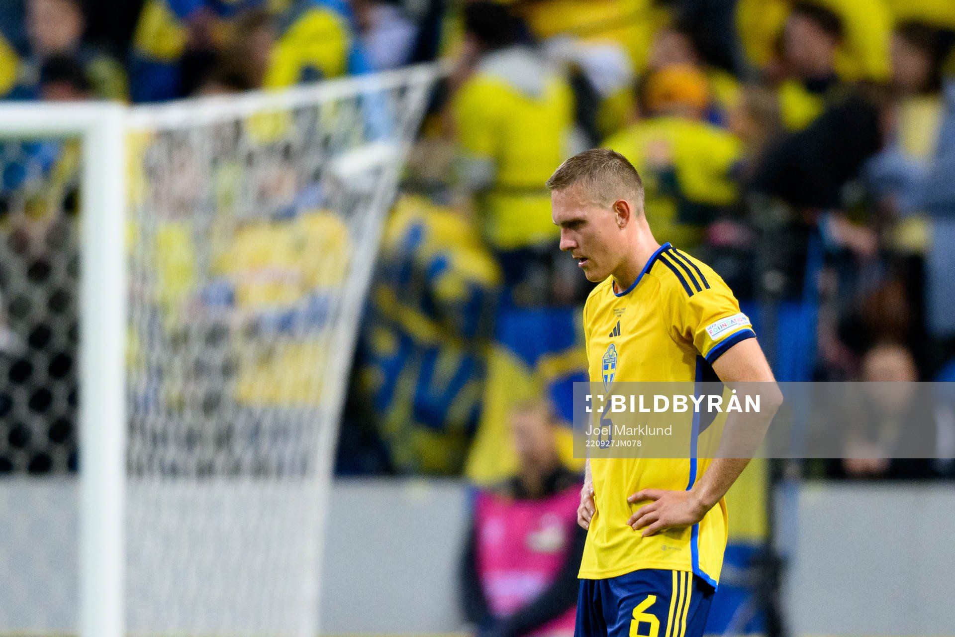 Ludwig Augustinsson of Sweden looks dejected