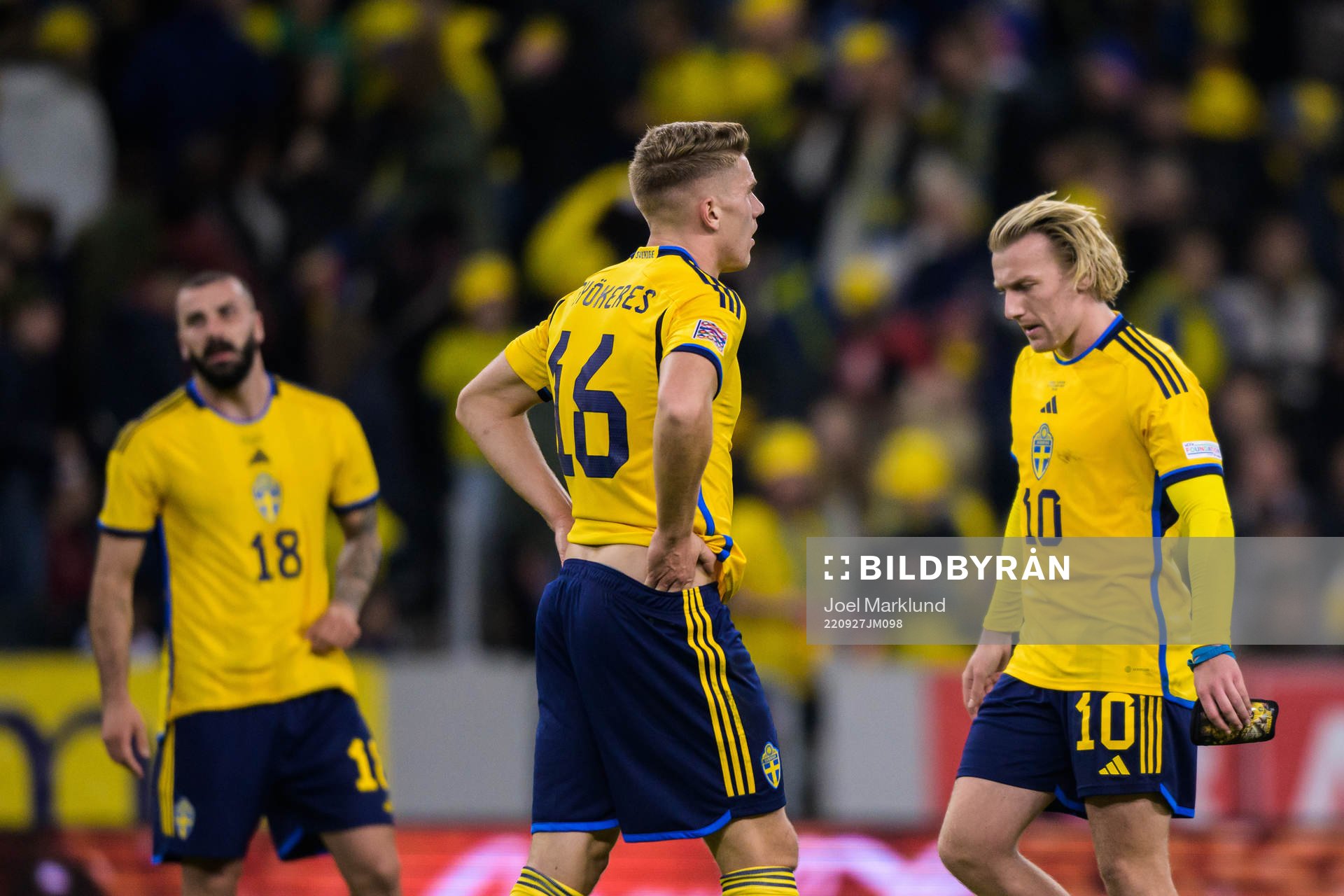 Mikael Ishak, Viktor Gyökeres and Emil Forsberg of Sweden