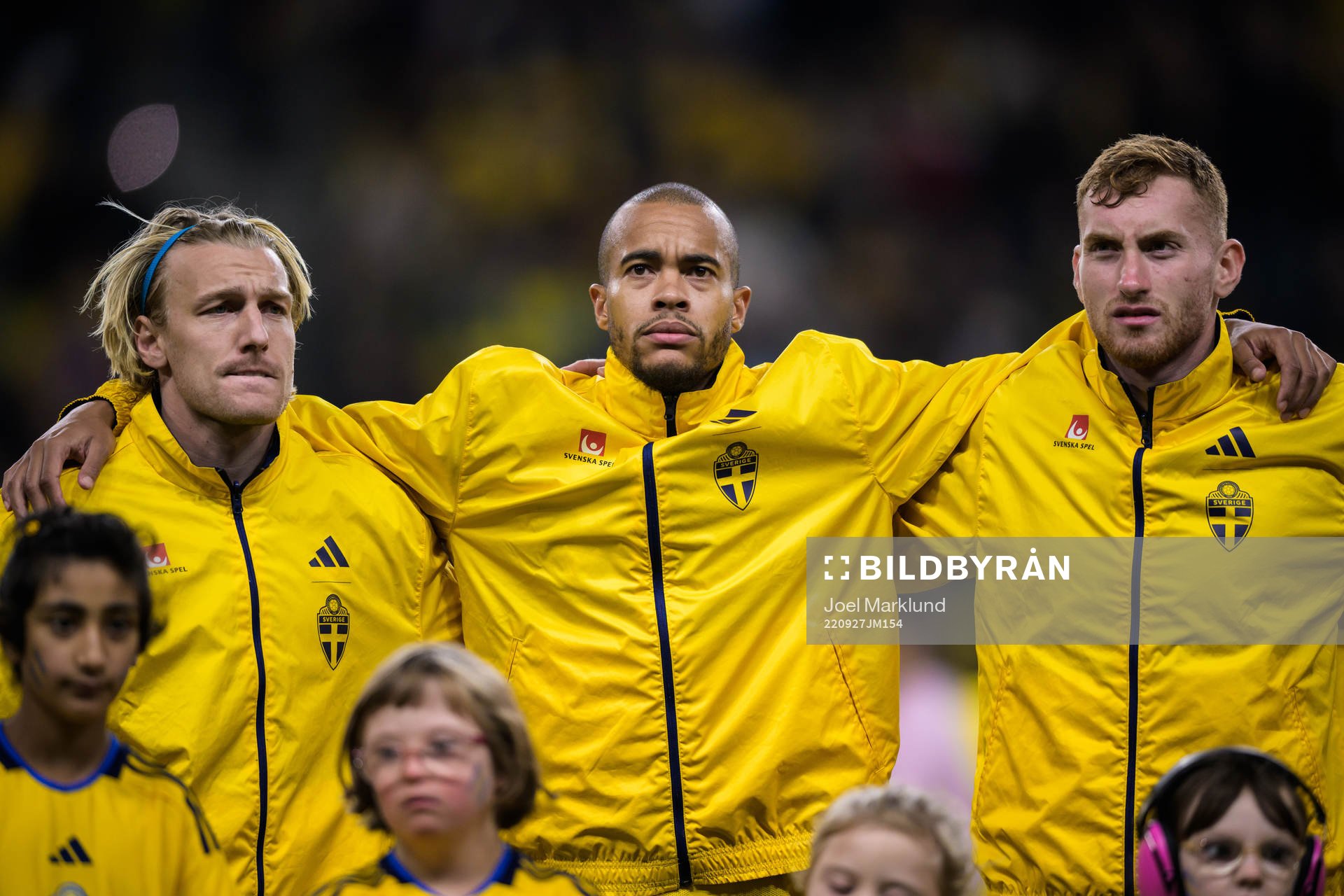 Emil Forsberg, Robin Quaison and Dejan Kulusevski of Sweden