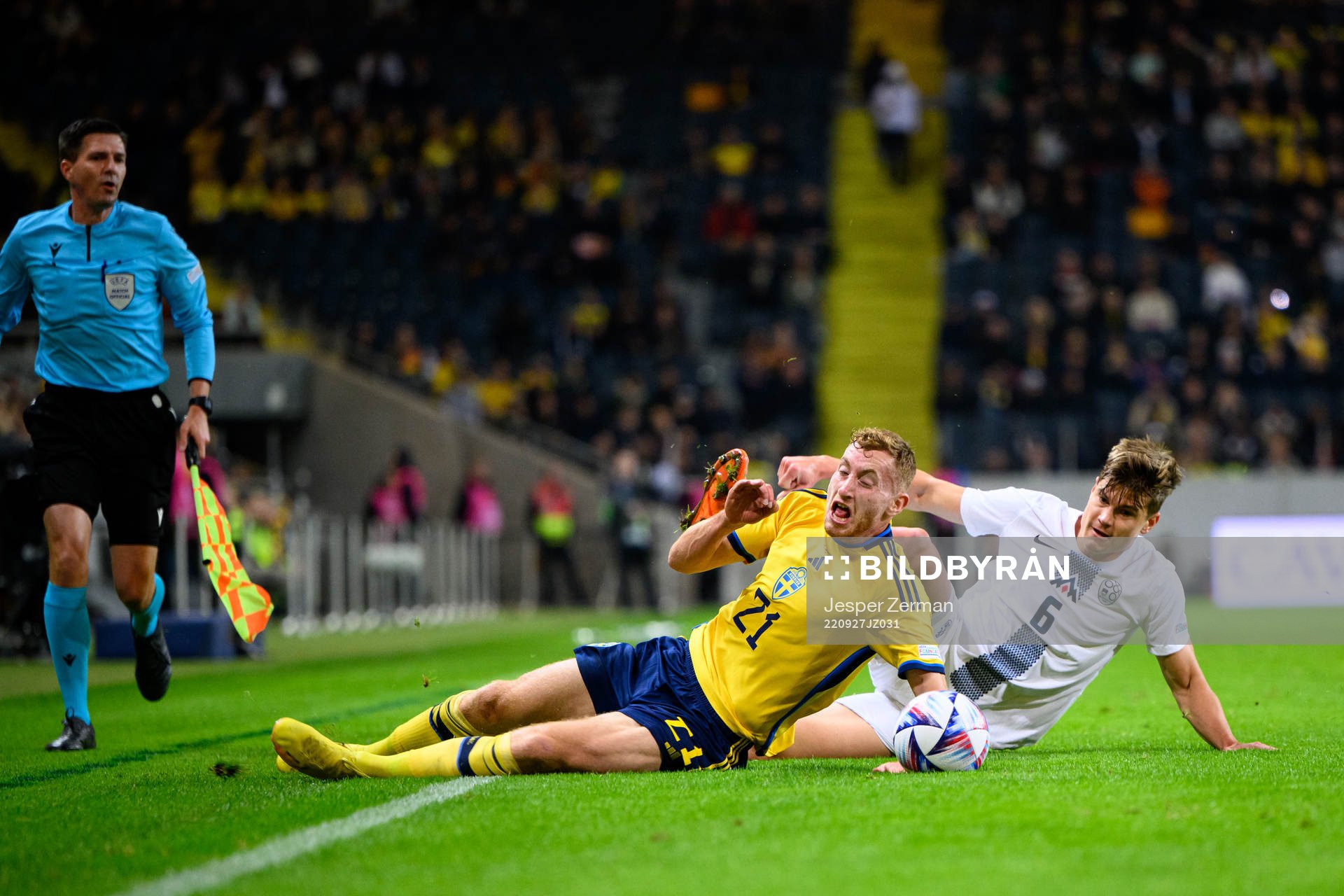 Dejan Kulusevski of Sweden and Jaka Bijol of Slovenia