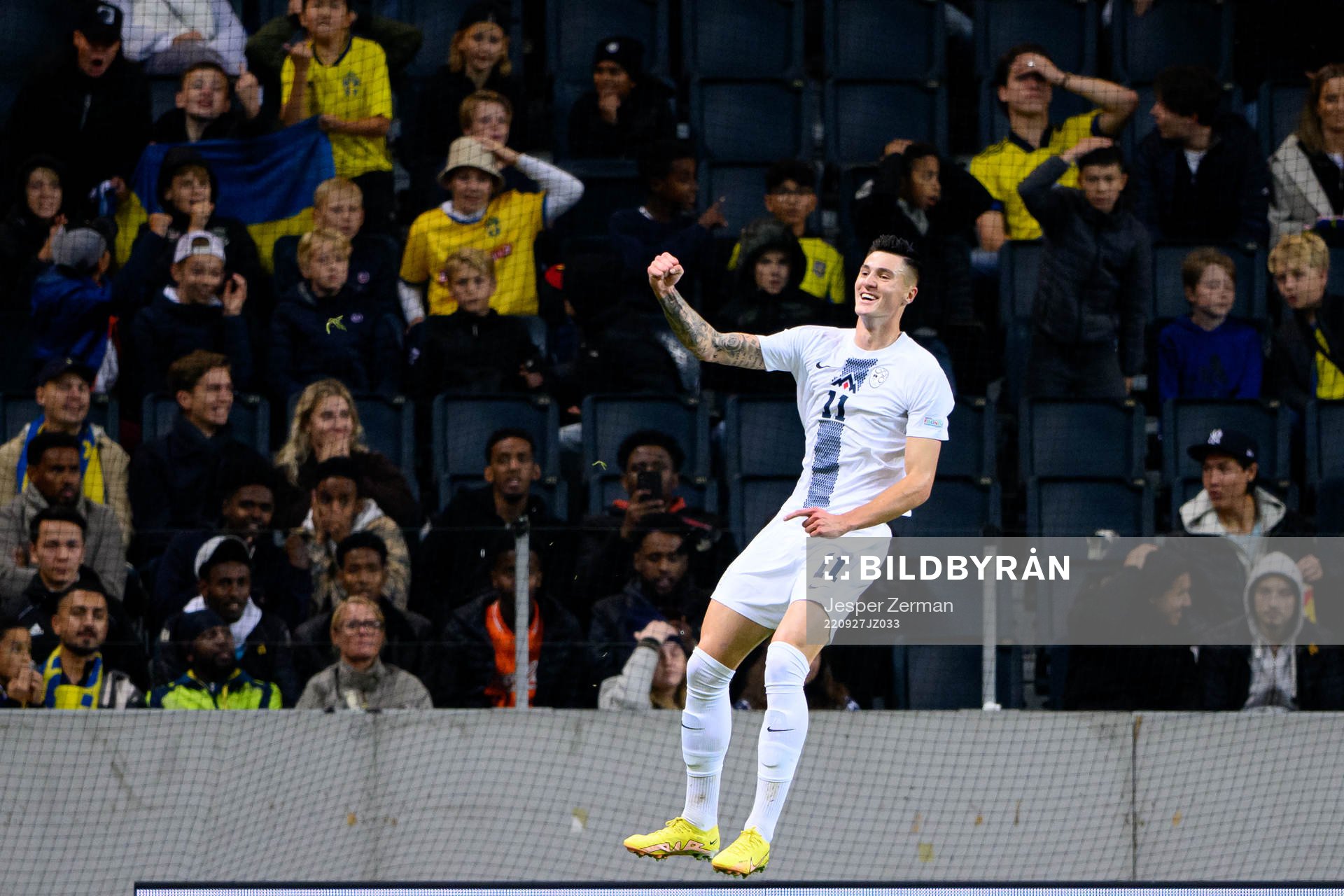 Benjamin Sesko of Slovenia celebrates