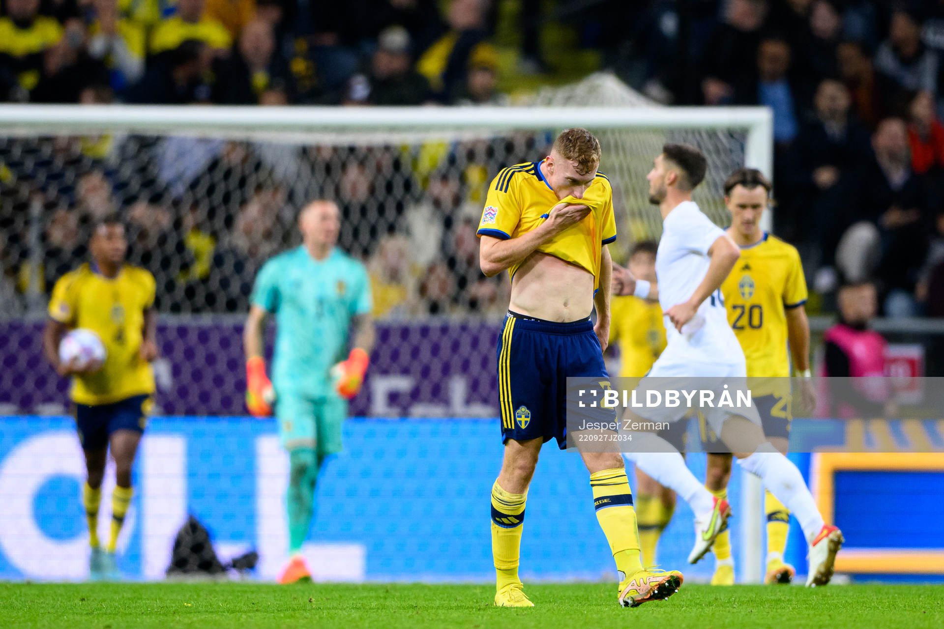 Dejan Kulusevski of Sweden looks dejected