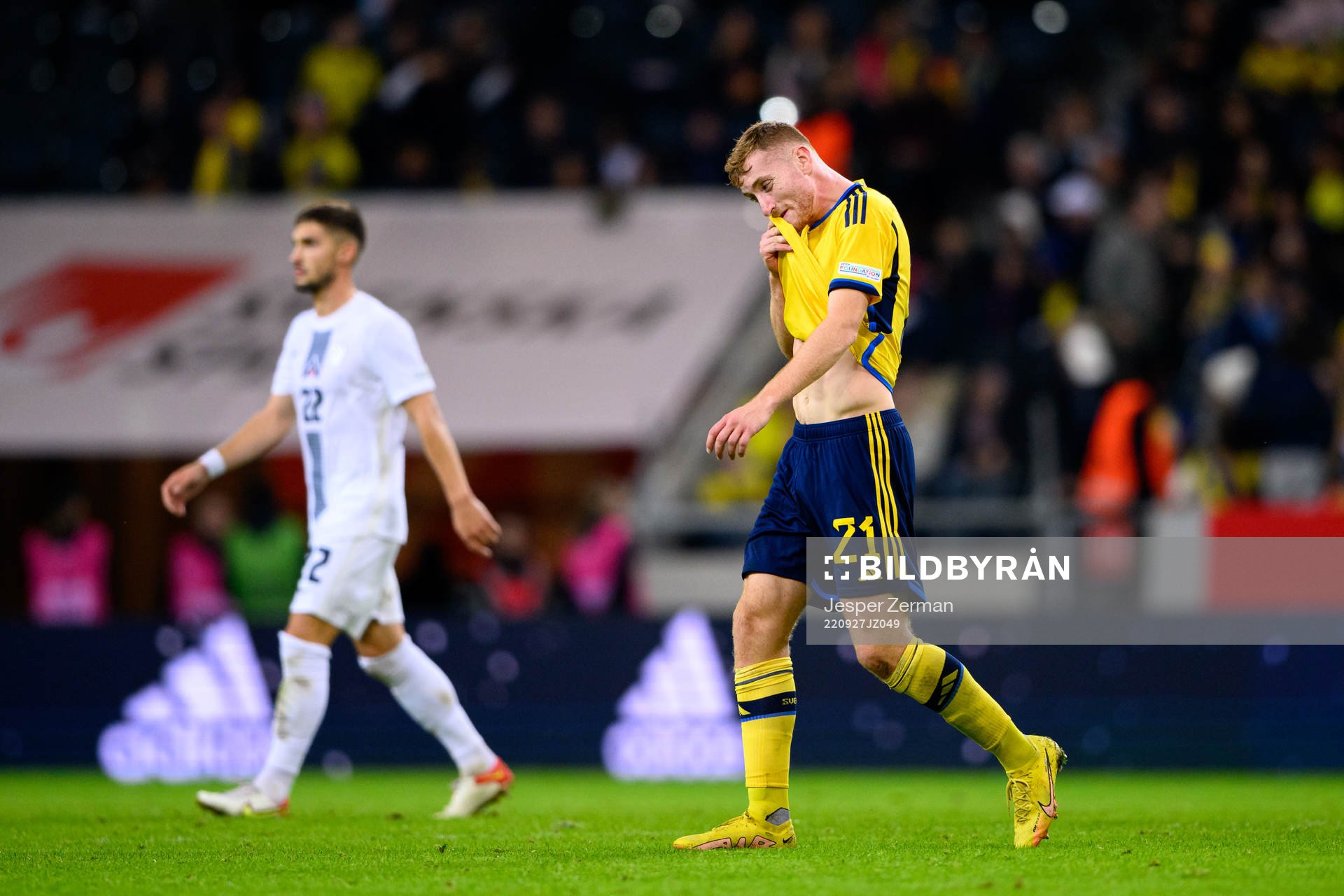 Dejan Kulusevski of Sweden looks dejected