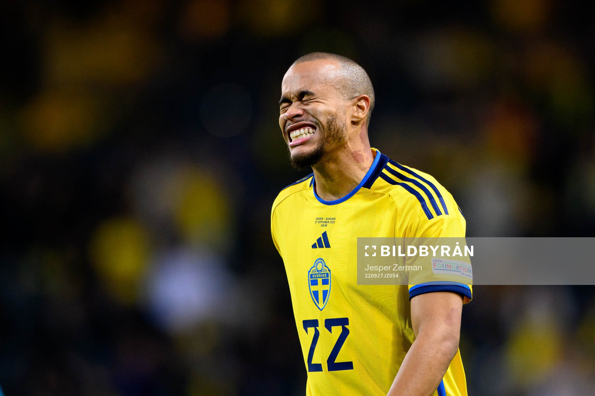 Robin Quaison of Sweden looks dejected
