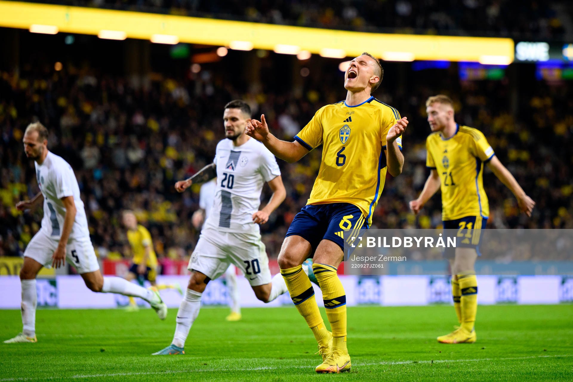 Ludwig Augustinsson of Sweden looks dejected