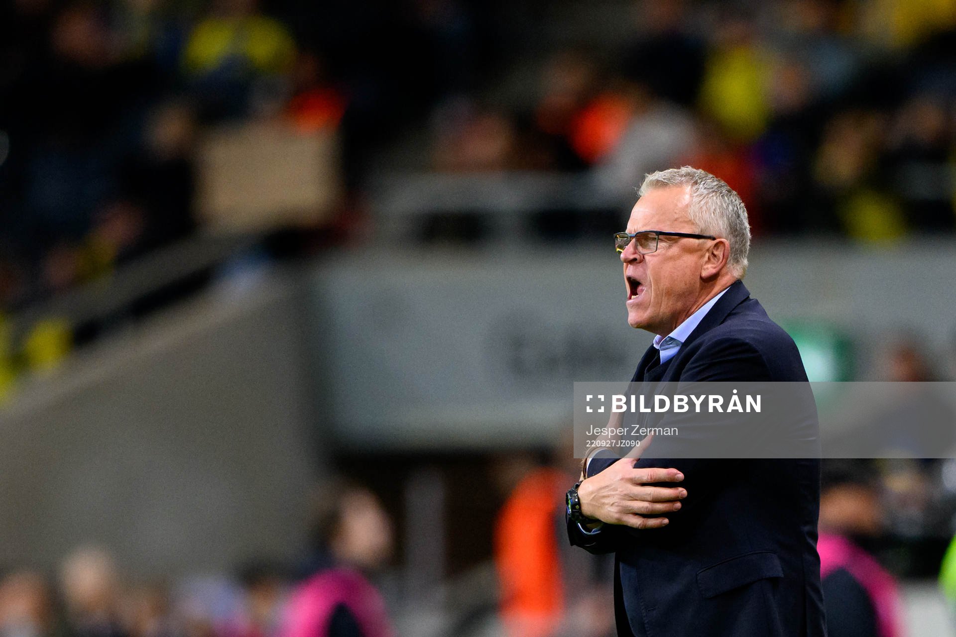 Head coach Janne Andersson of Sweden during the Nations League football match between Sweden and Slovenia on September 27, 2022 in Stockholm.