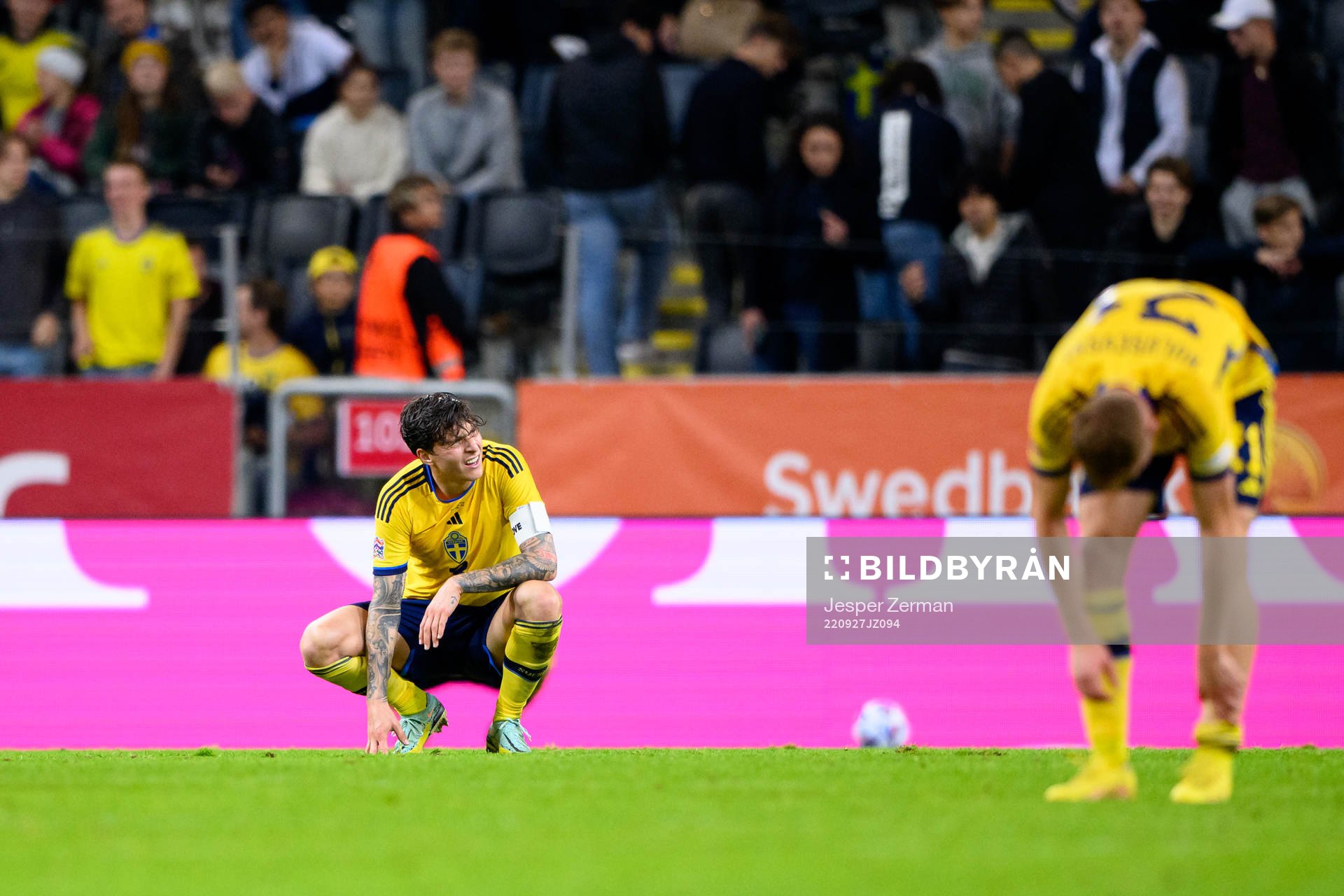 Victor Nilsson Lindelöf of Sweden looks dejected