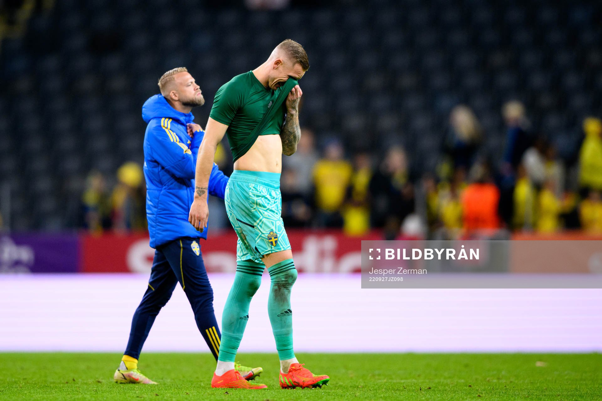goalkeeper Robin Olsen of Sweden looks dejected depp the