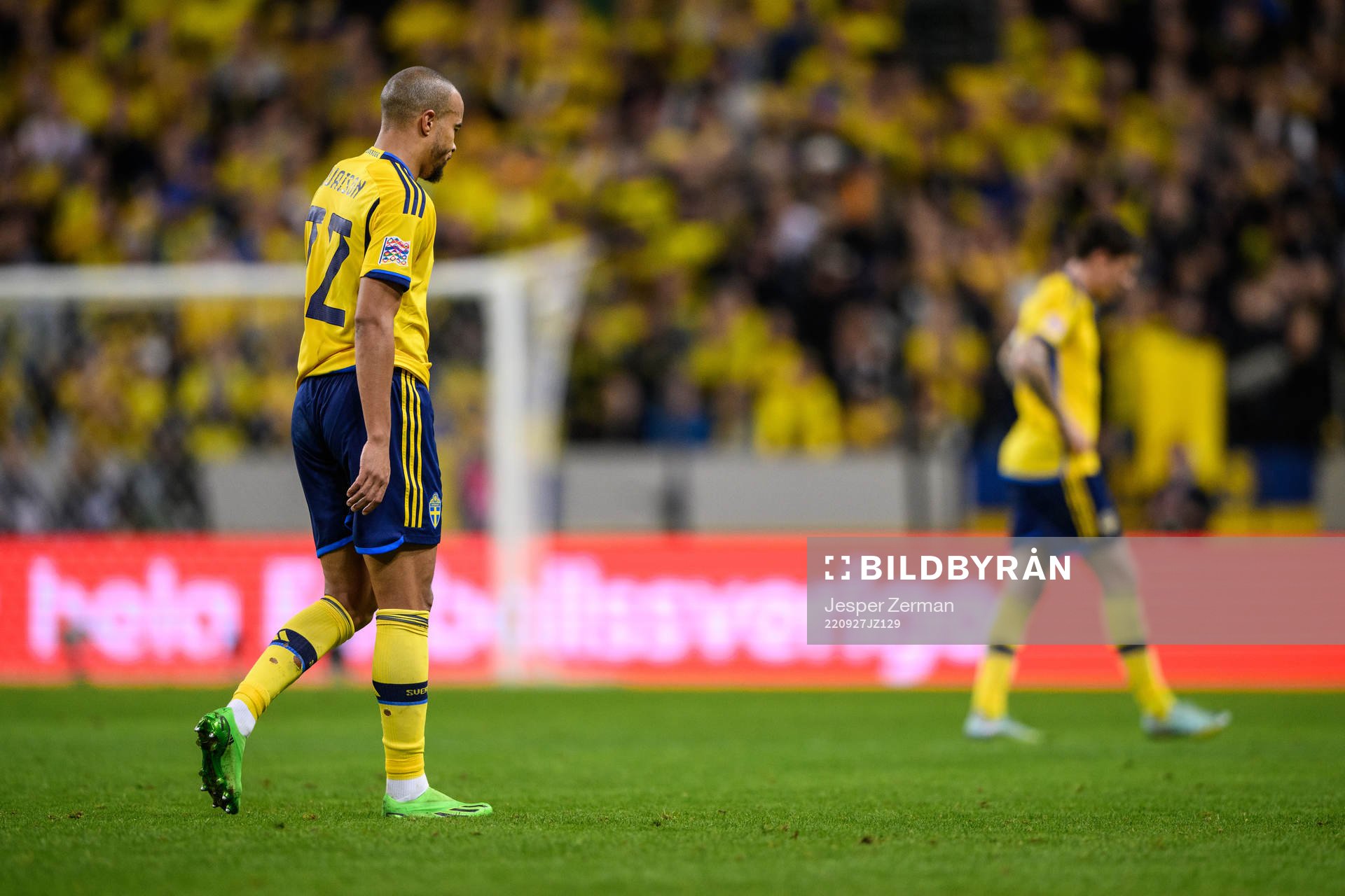 Robin Quaison of Sweden looks dejected