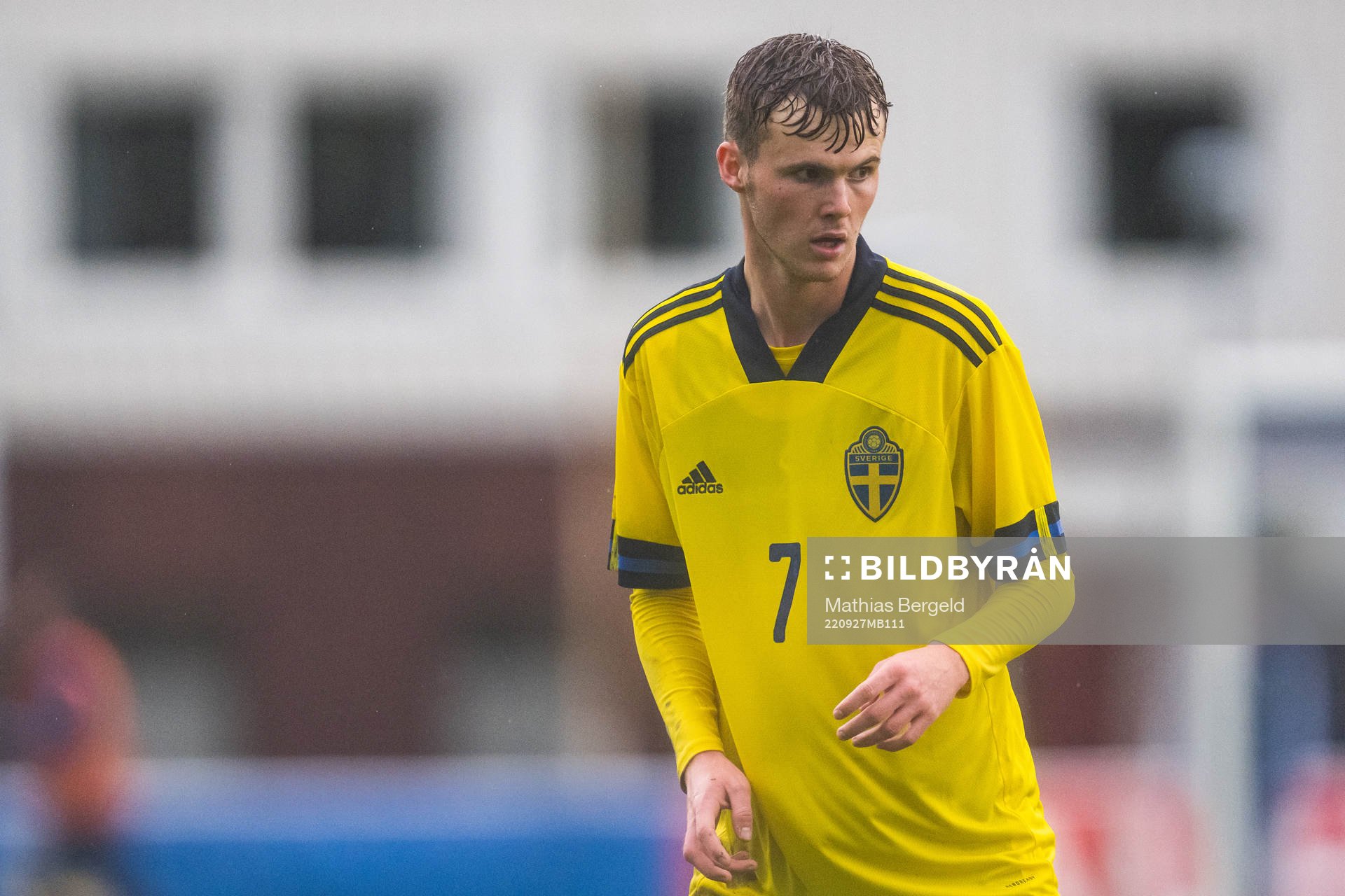 Sveriges Williot Swedberg under P18-landskampen i fotboll mellan Sverige och Norge den 27 september 2022 i Mellerud. 