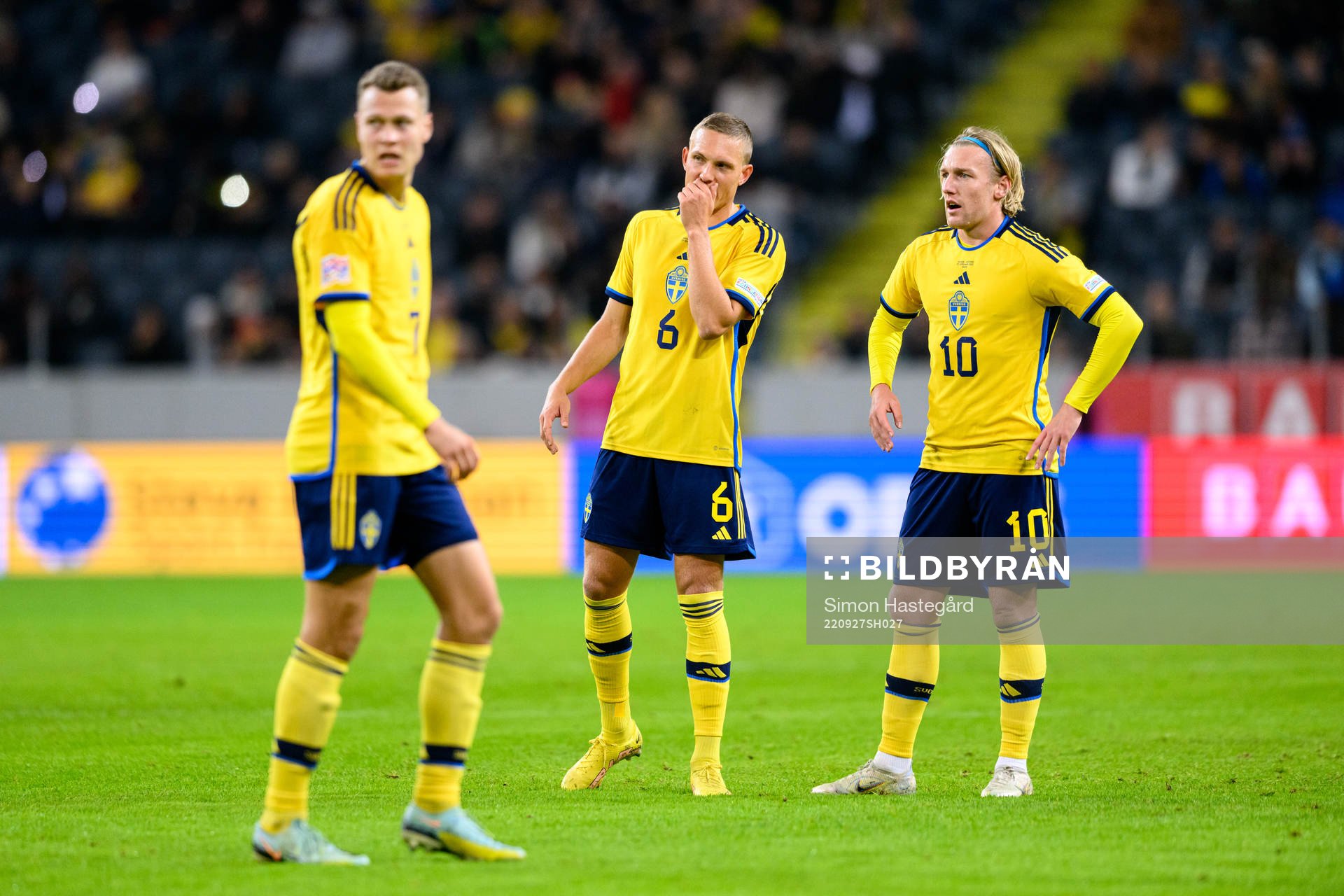 Viktor Claesson, Ludwig Augustinsson and Emil Forsberg of