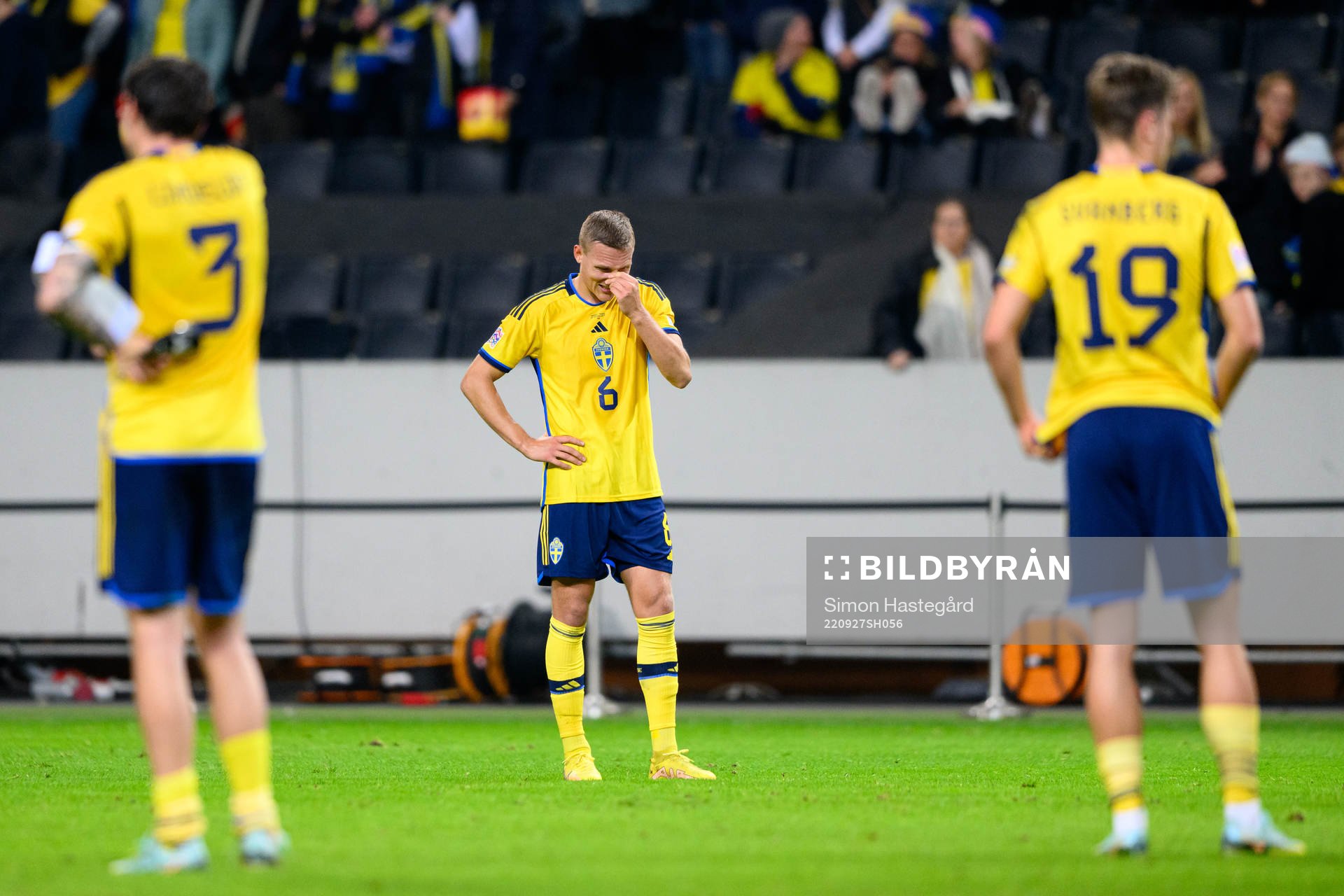 Ludwig Augustinsson of Sweden looks dejected