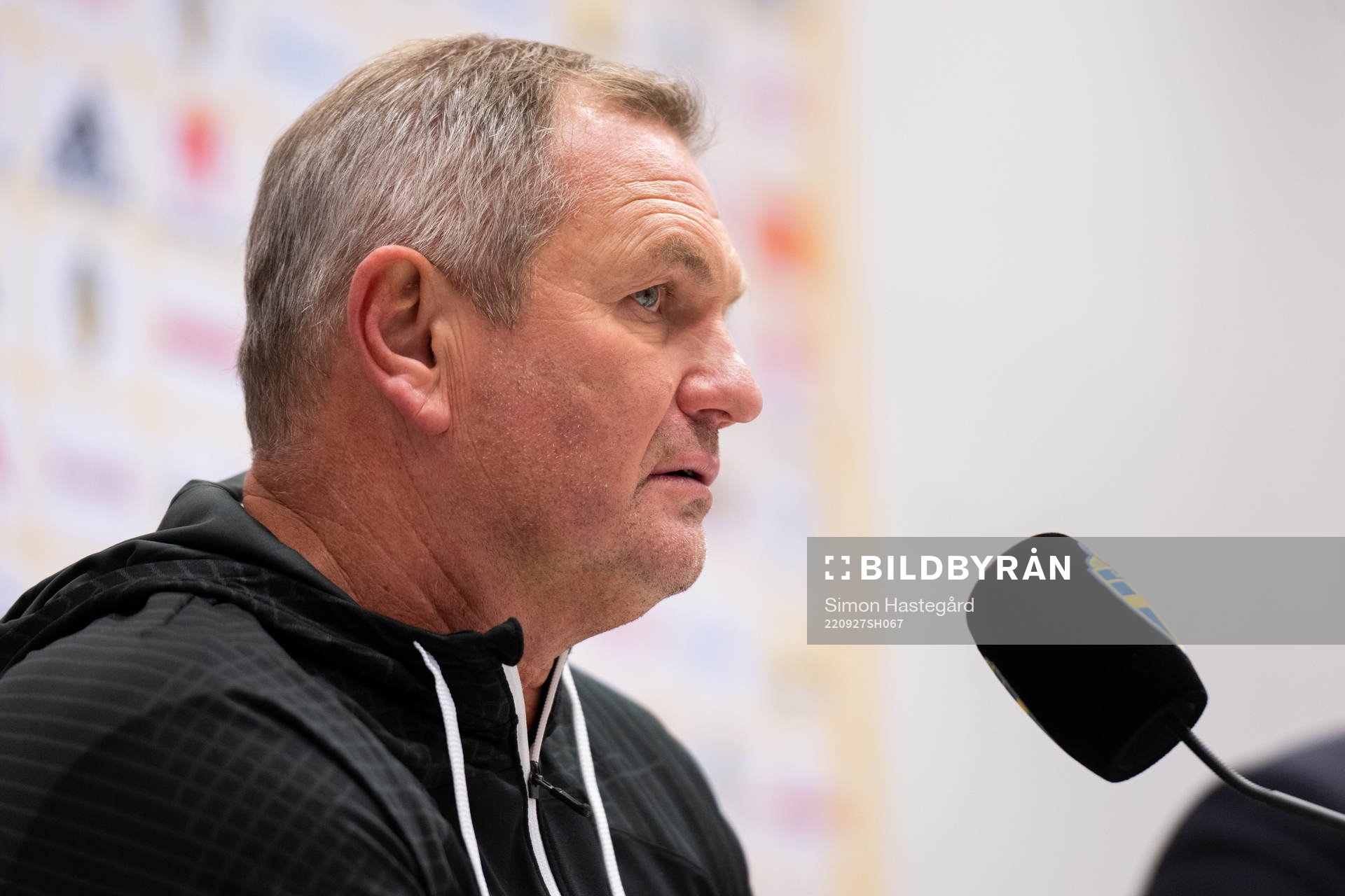 Head coach Matjaz Kek of Slovenia during the press conference after the Nations League football match between Sweden and Slovenia on September 27, 2022 in Stockholm.