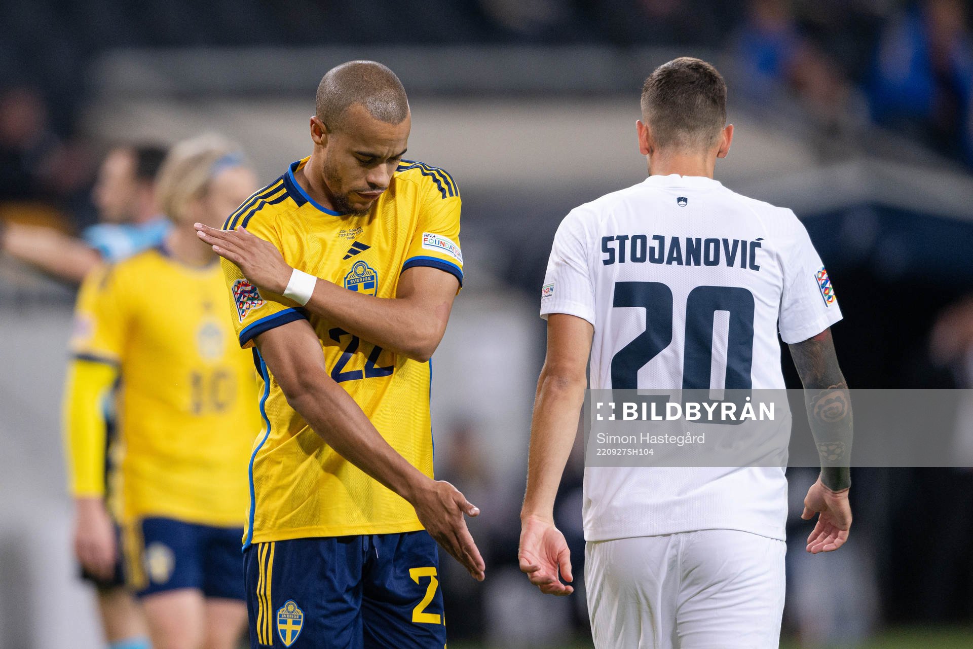 Robin Quaison of Sweden looks dejected