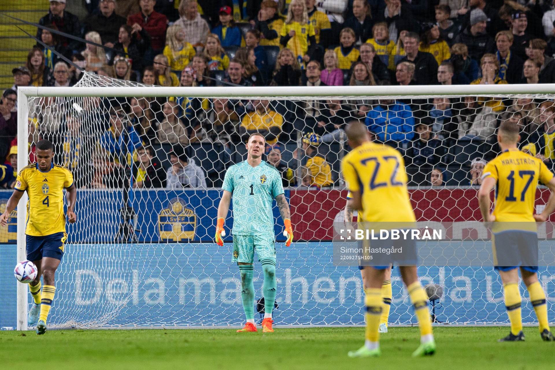 Goalkeeper Robin Olsen of Sweden looks dejected