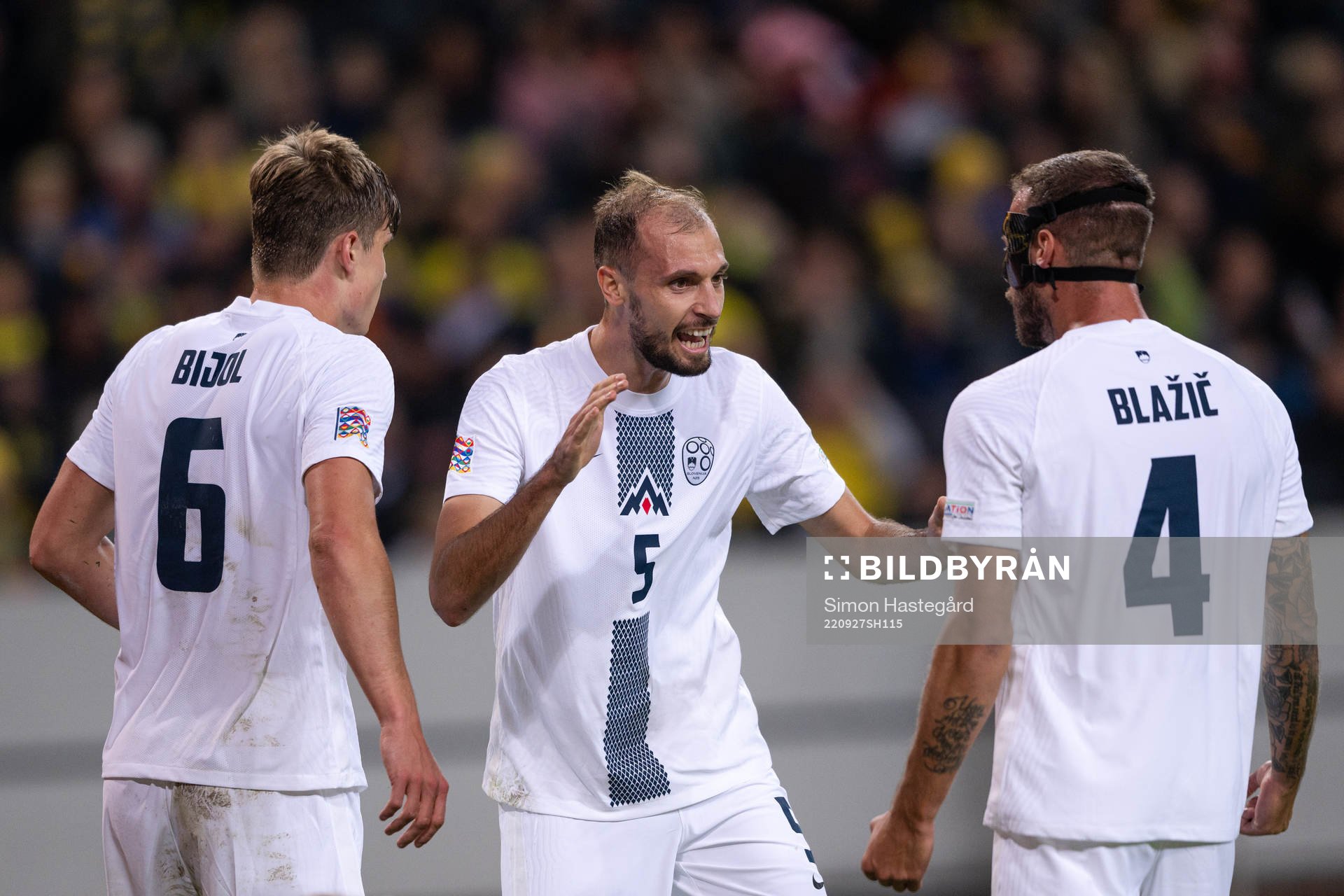 Jaka Bijol, Jon Stankovic and Miha Blazic of Slovenia