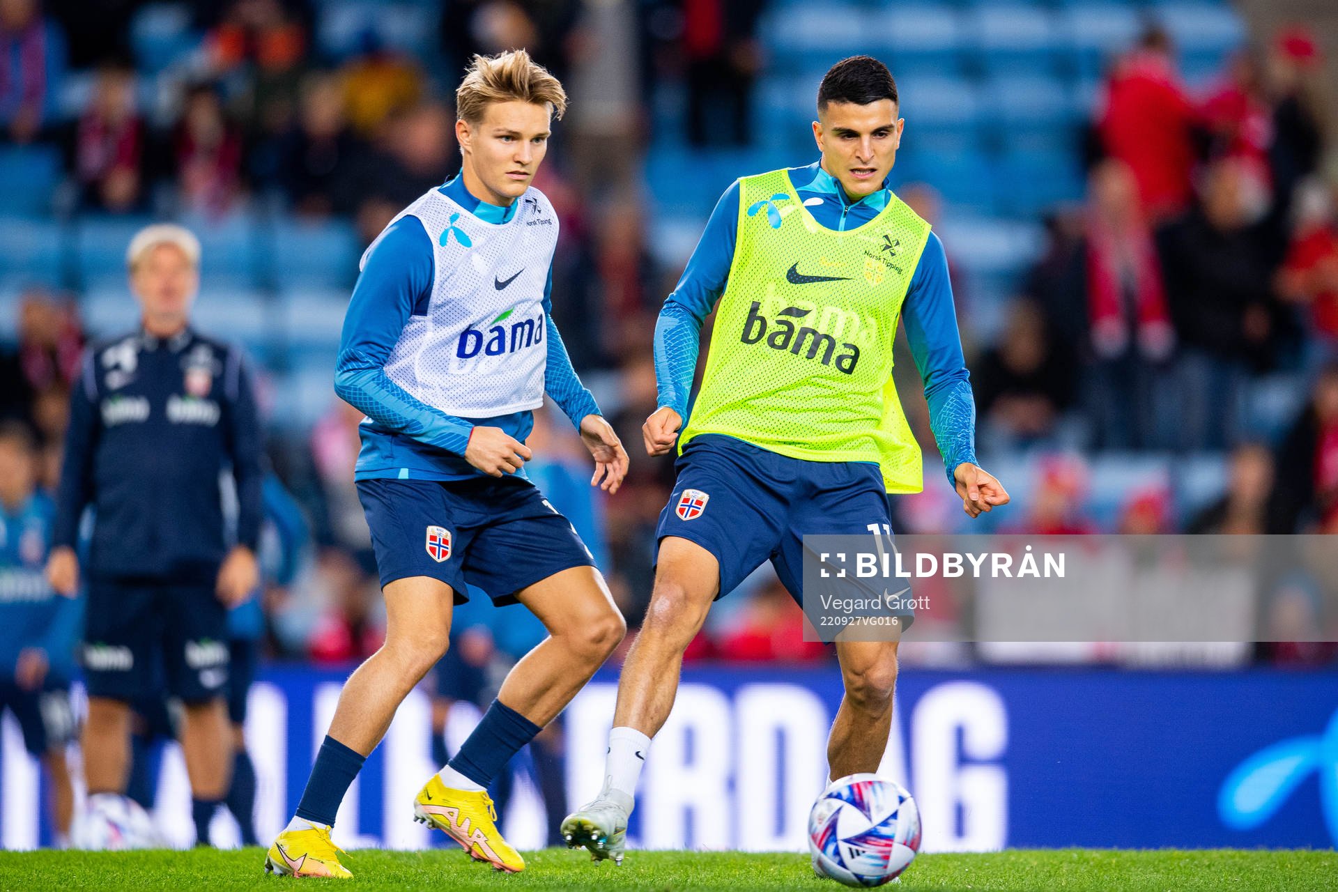 Martin Ødegaard and Mohamed Elyounoussi of Norway