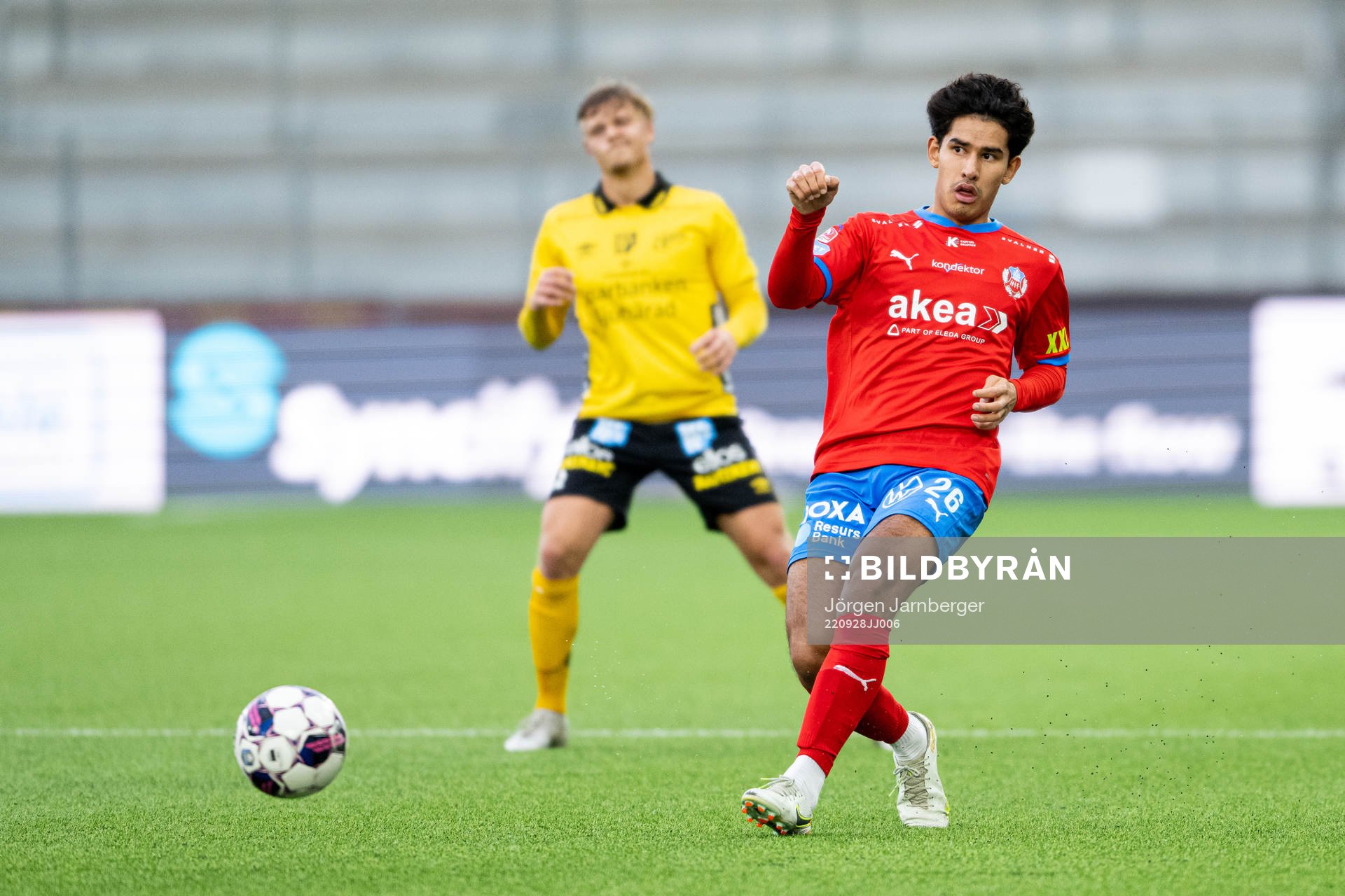 Helsingborgs Victor Göransson under kvartsfinalen i U21 Allsvenskan mellan Elfsborg och Helsingborg den 28 september 2022 i Borås.