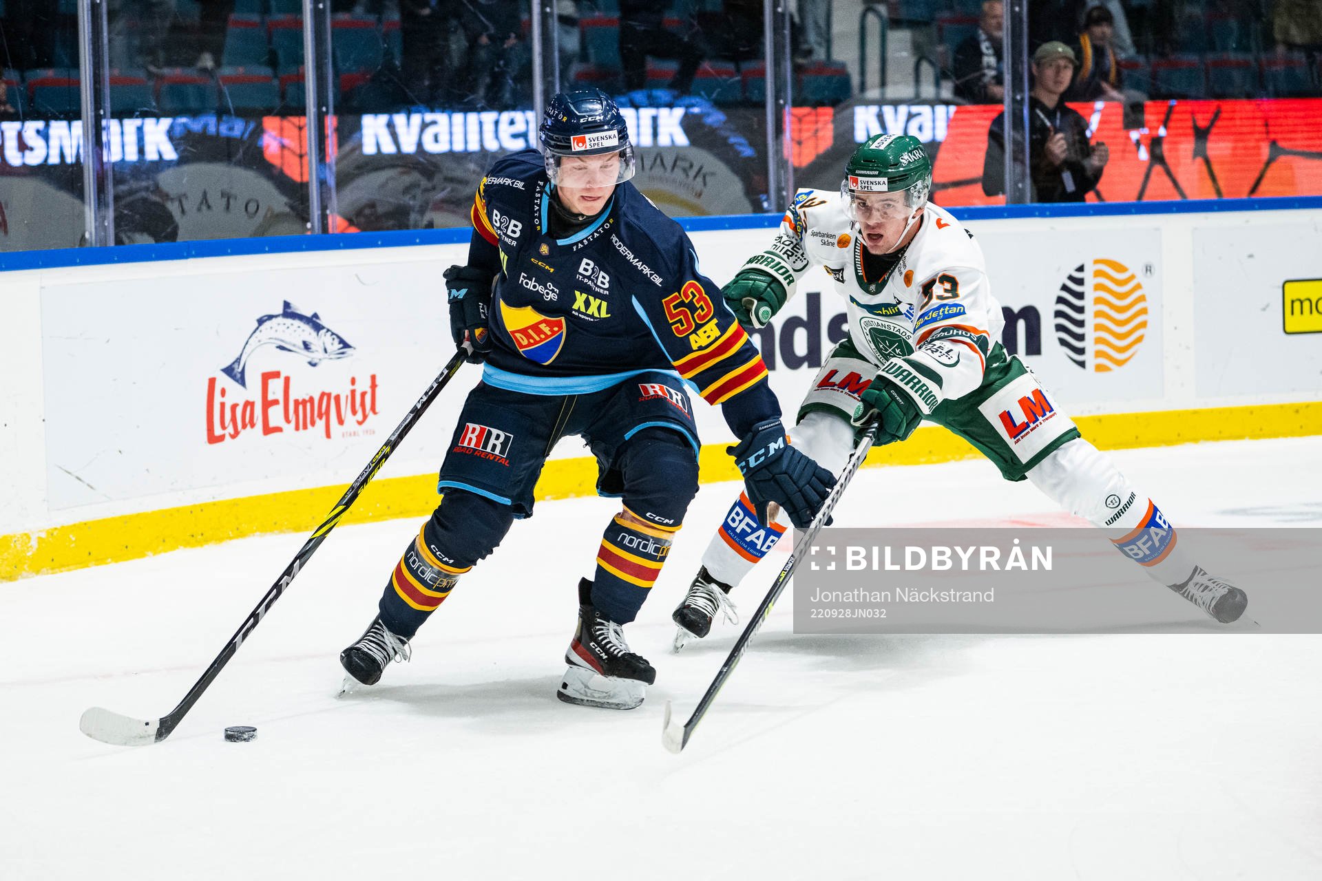 Djurgårdens David Blomgren och Kristianstads Fred Nilsson