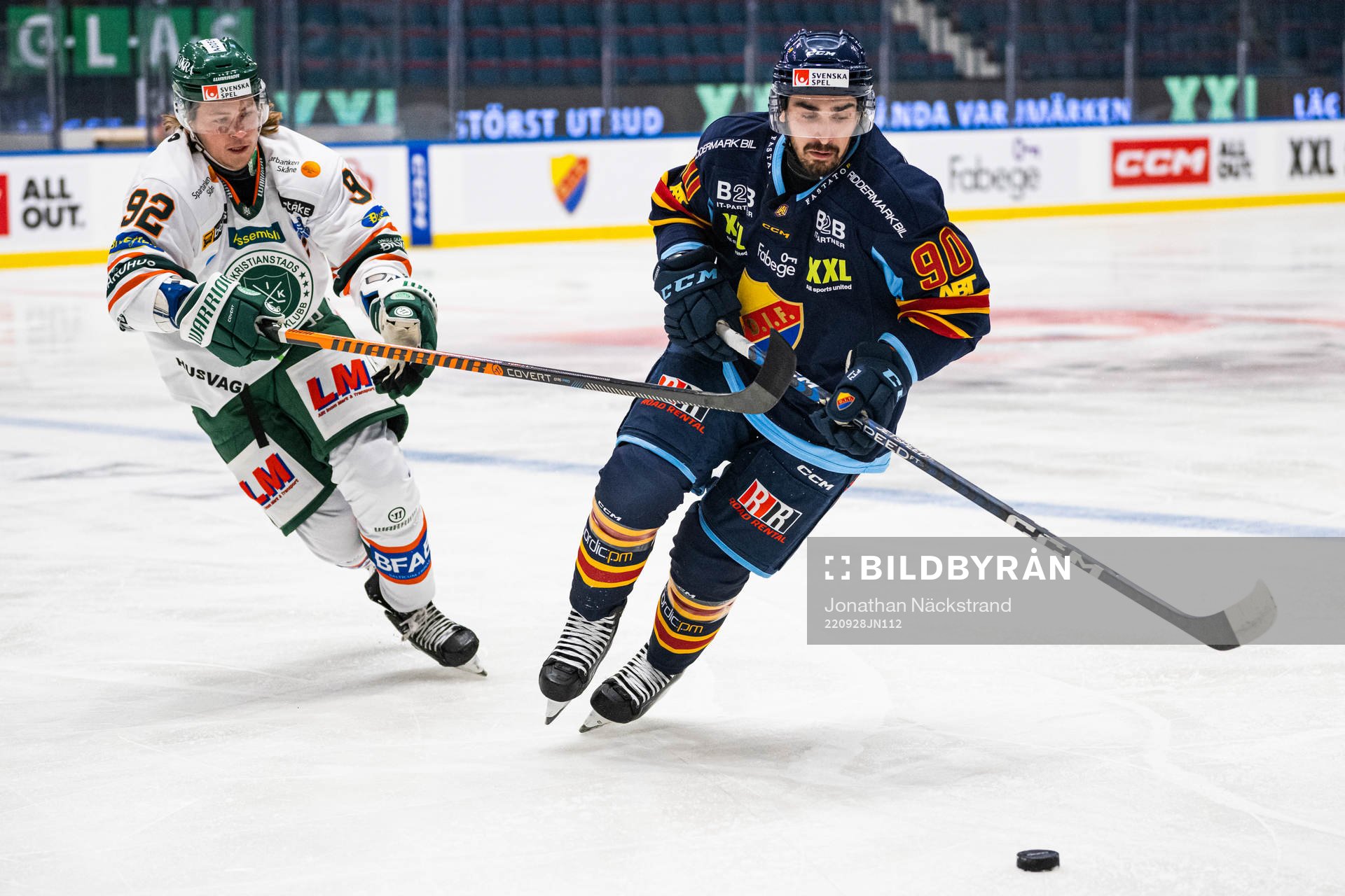 Djurgårdens Kevin Karlsson och Kristianstads Dennis
