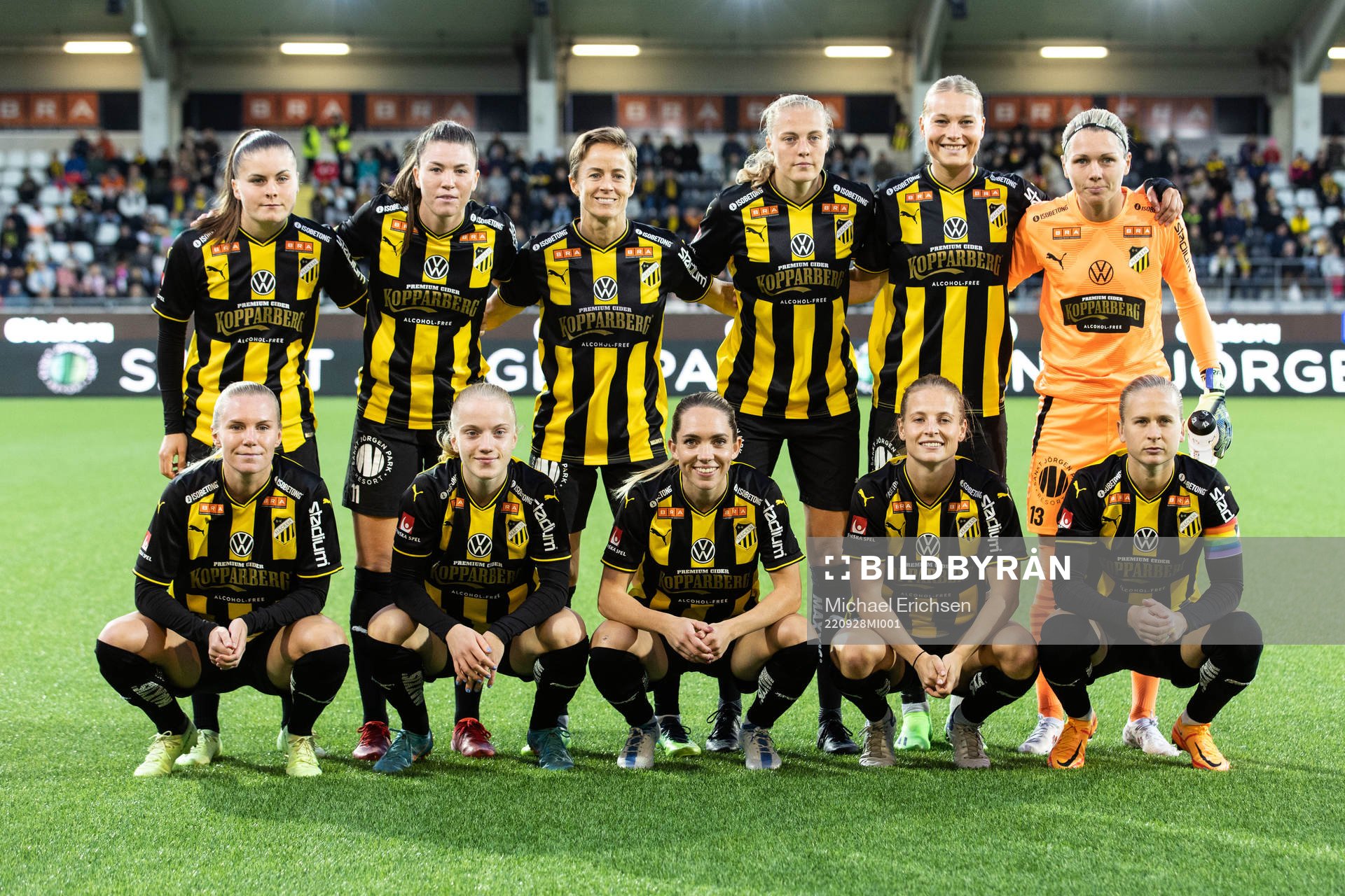 The starting eleven of Häcken ahead of the UEFA Women's Champions League football match between Häcken and Paris Saint Germain on September 28, 2022 in Göteborg.