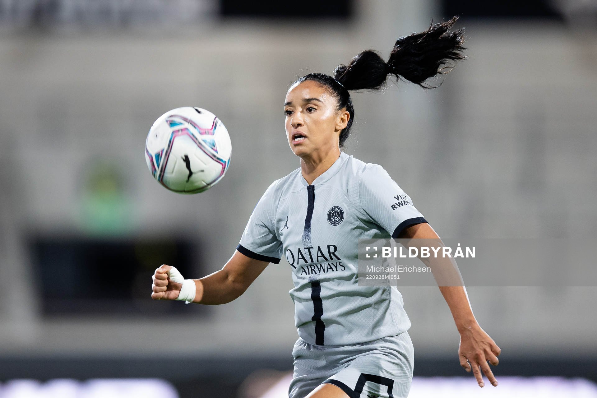 Sakina Karchaoui of Paris Saint Germain during the UEFA Women's Champions League football match between Häcken and Paris Saint Germain on September 28, 2022 in Göteborg.