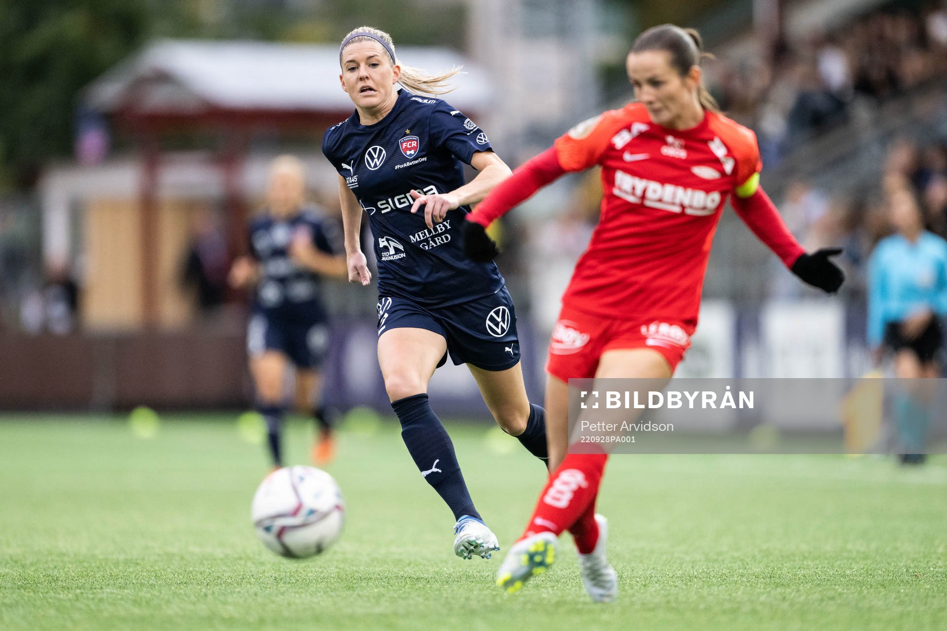 ,220928 Katrine Veje of FC Rosengård and Tuva Hansen of