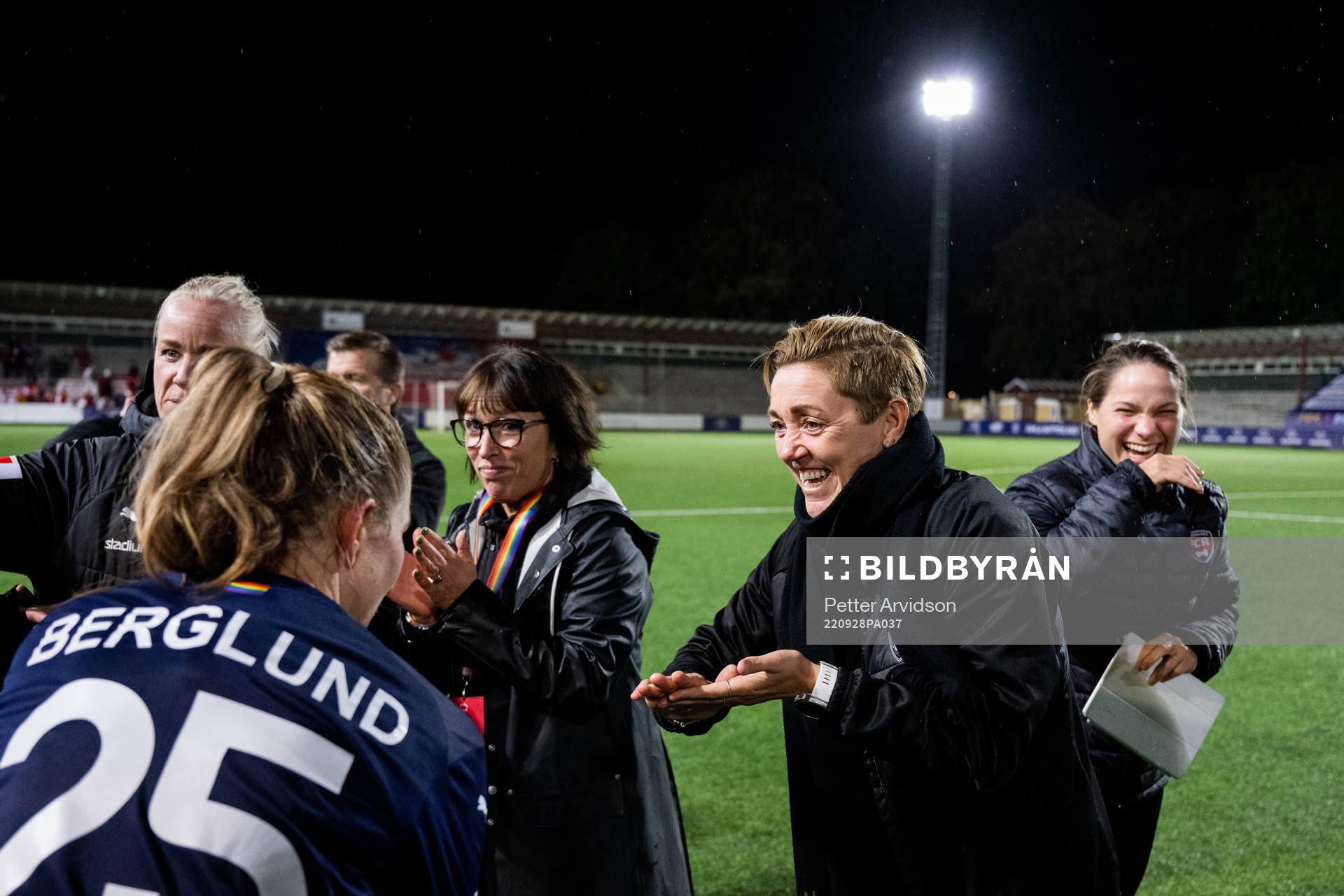 Therese Sjögran, sports director of FC Rosengård celebrates after the UEFA Women's Champions League football match between FC Rosengård and Brann on September 28, 2022 in Malmö.