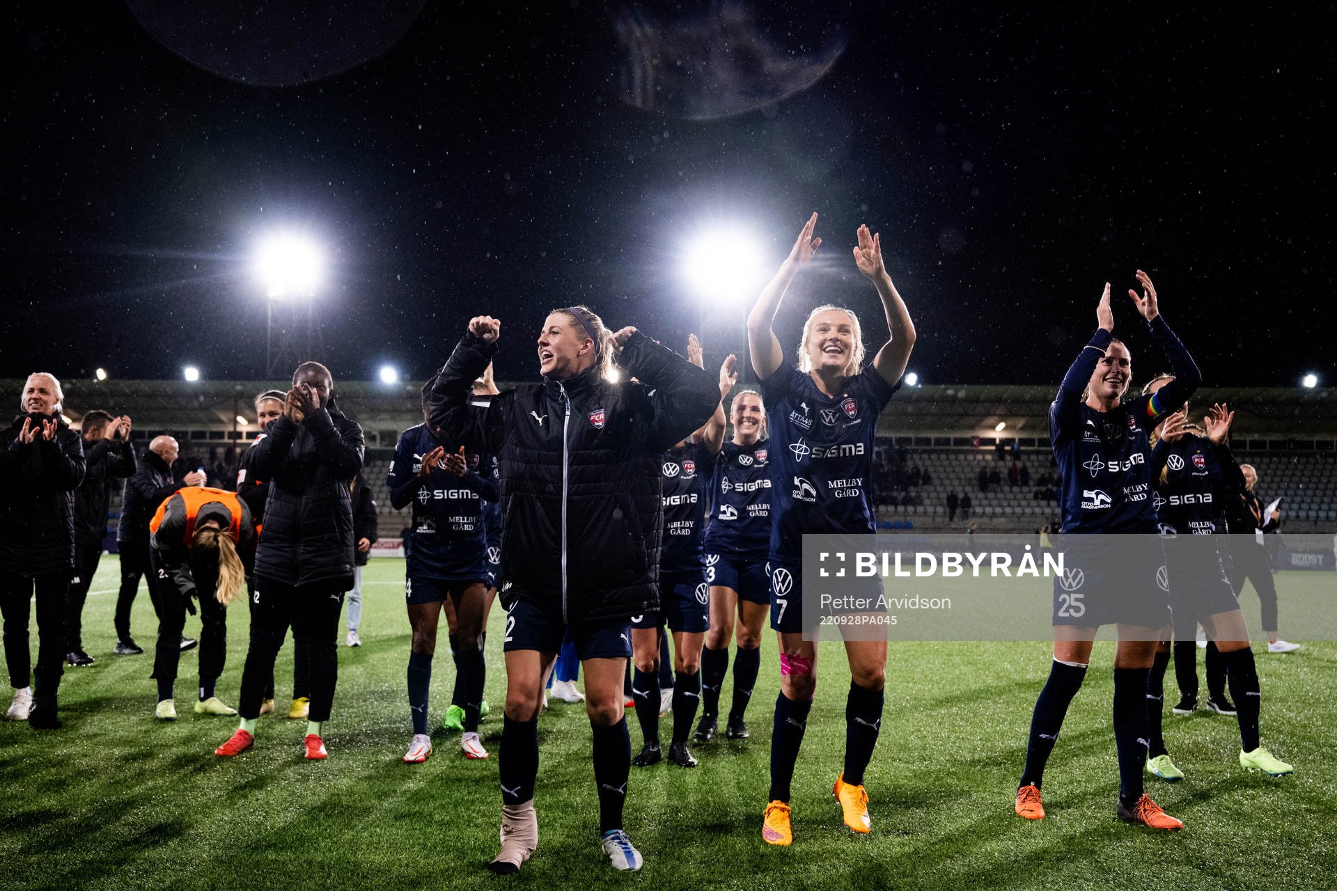 Olivia Schough and Fiona Brown of FC Rosengård celebrate