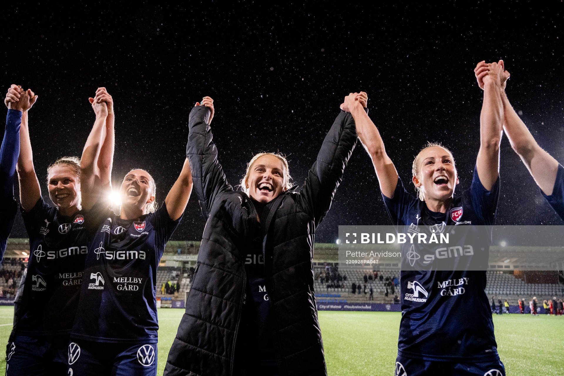 Gudrun Arnardottir, Mimmi Larsson and Mia Persson of FC