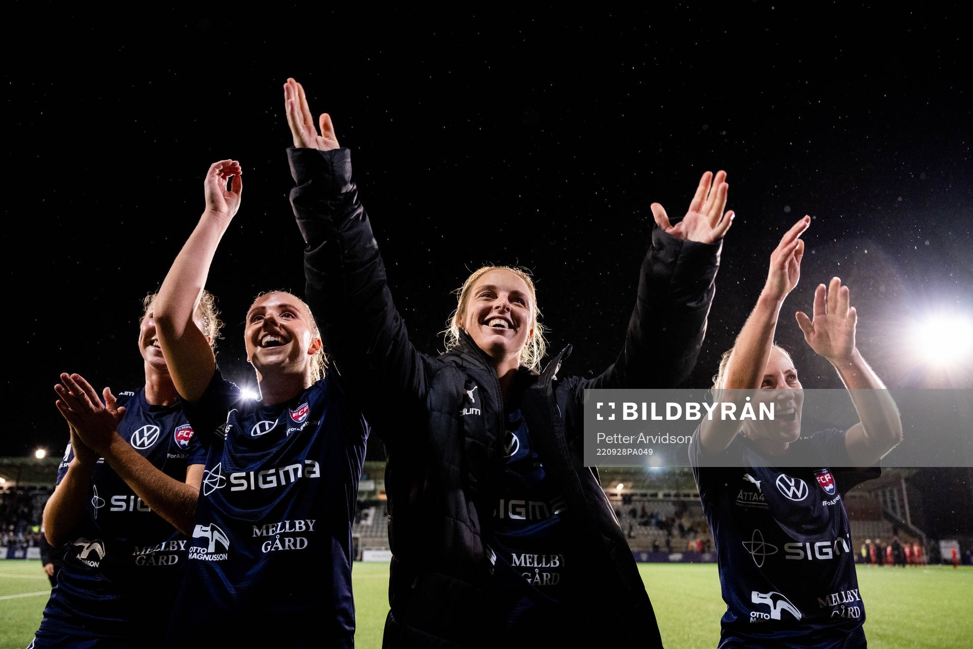 Gudrun Arnardottir, Mimmi Larsson and Mia Persson of FC