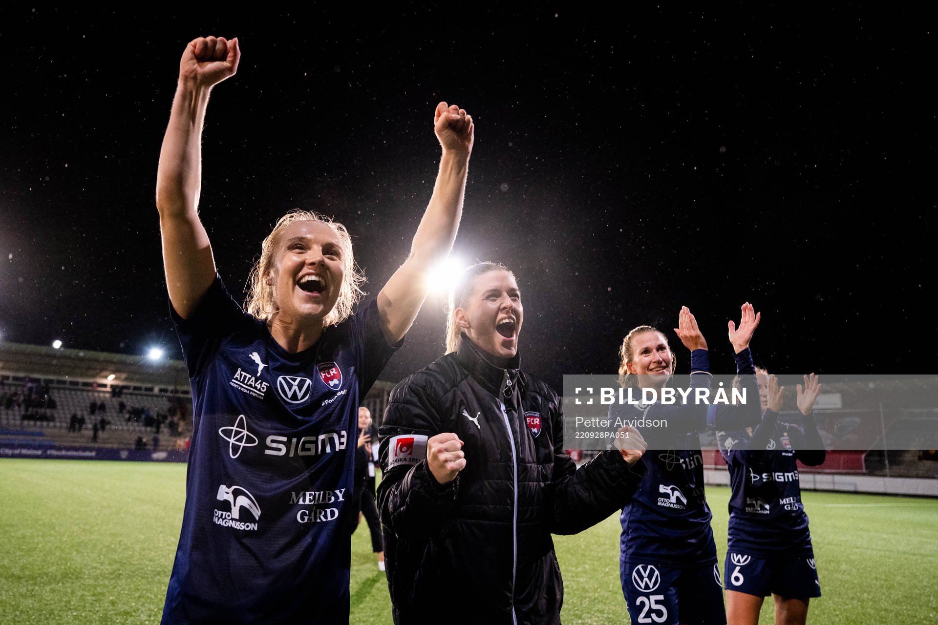 Fiona Brown and Olivia Schough of FC Rosengård celebrate