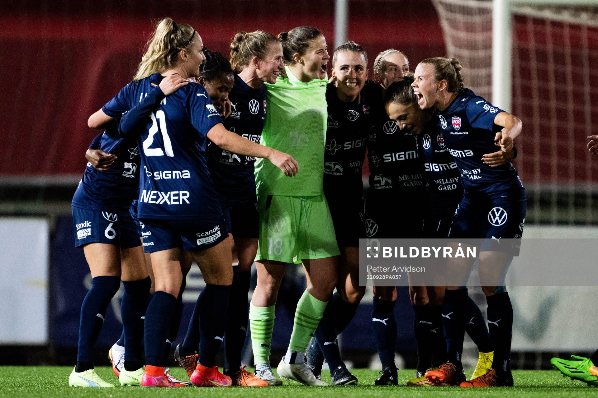 Players of FC Rosengård celebrate