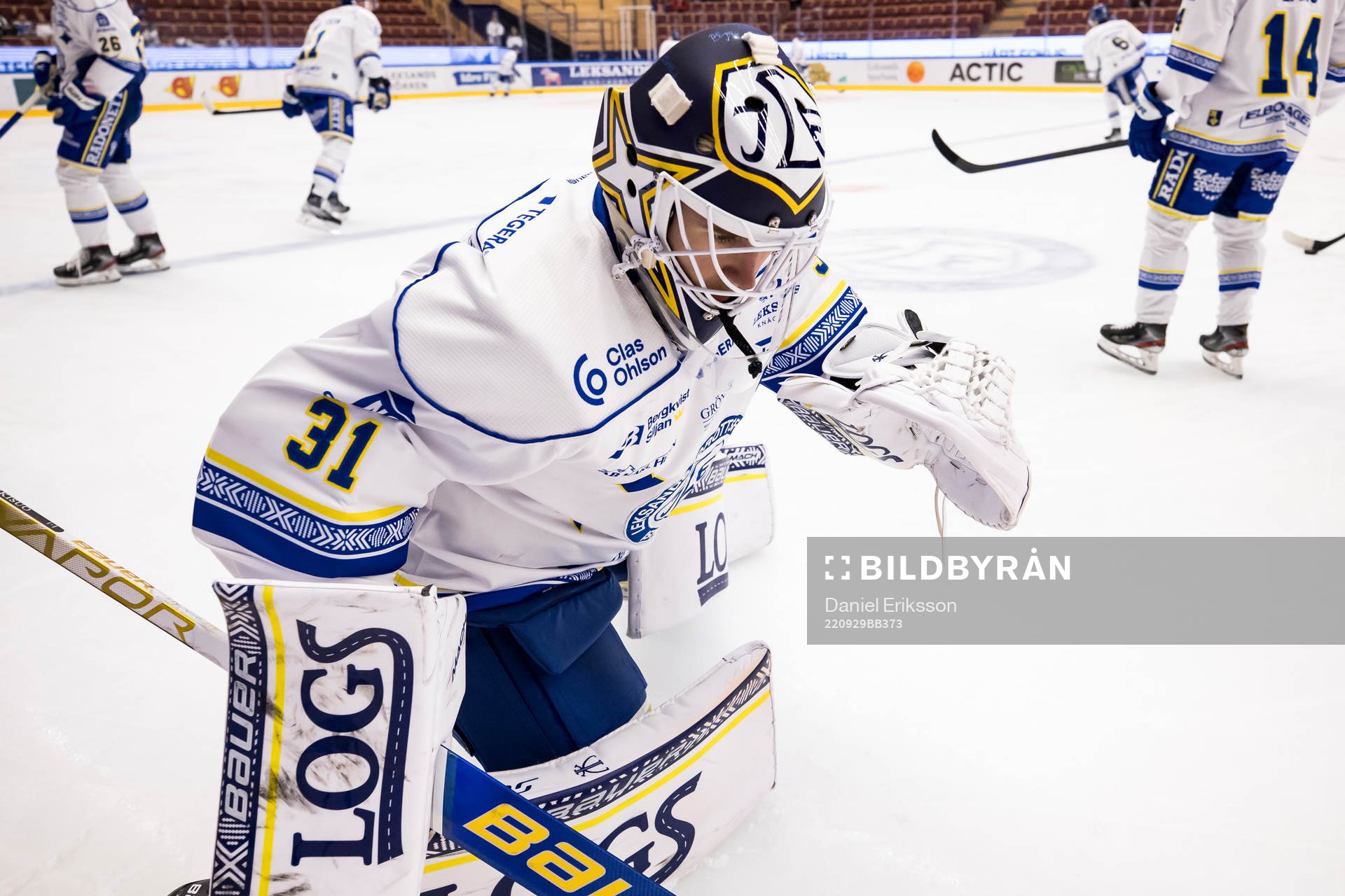 Leksands målvakt Kasimir Kaskisuo innan ishockeymatchen i