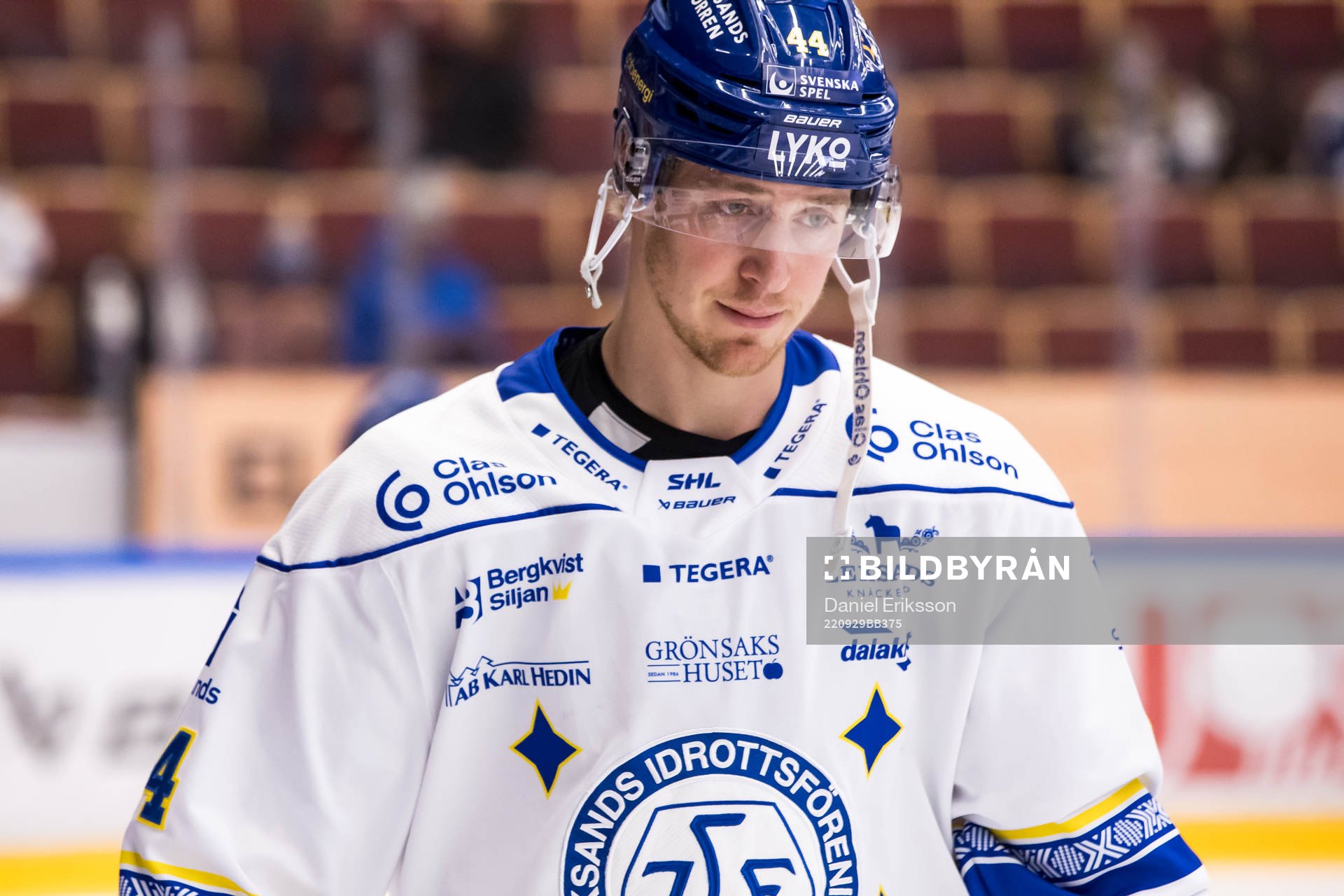 Leksands Carter Ashton innan ishockeymatchen i SHL mellan