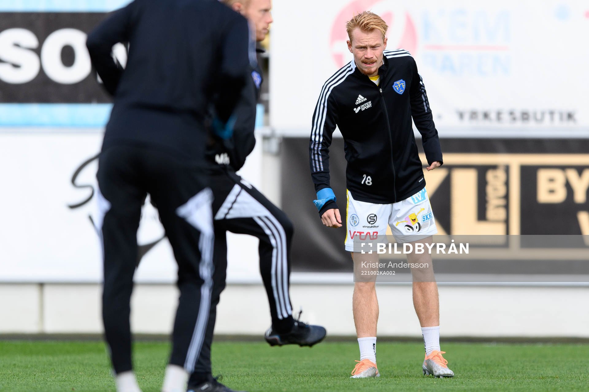 Falkenbergs Linus Borgström före fotbollsmatchen i Ettan