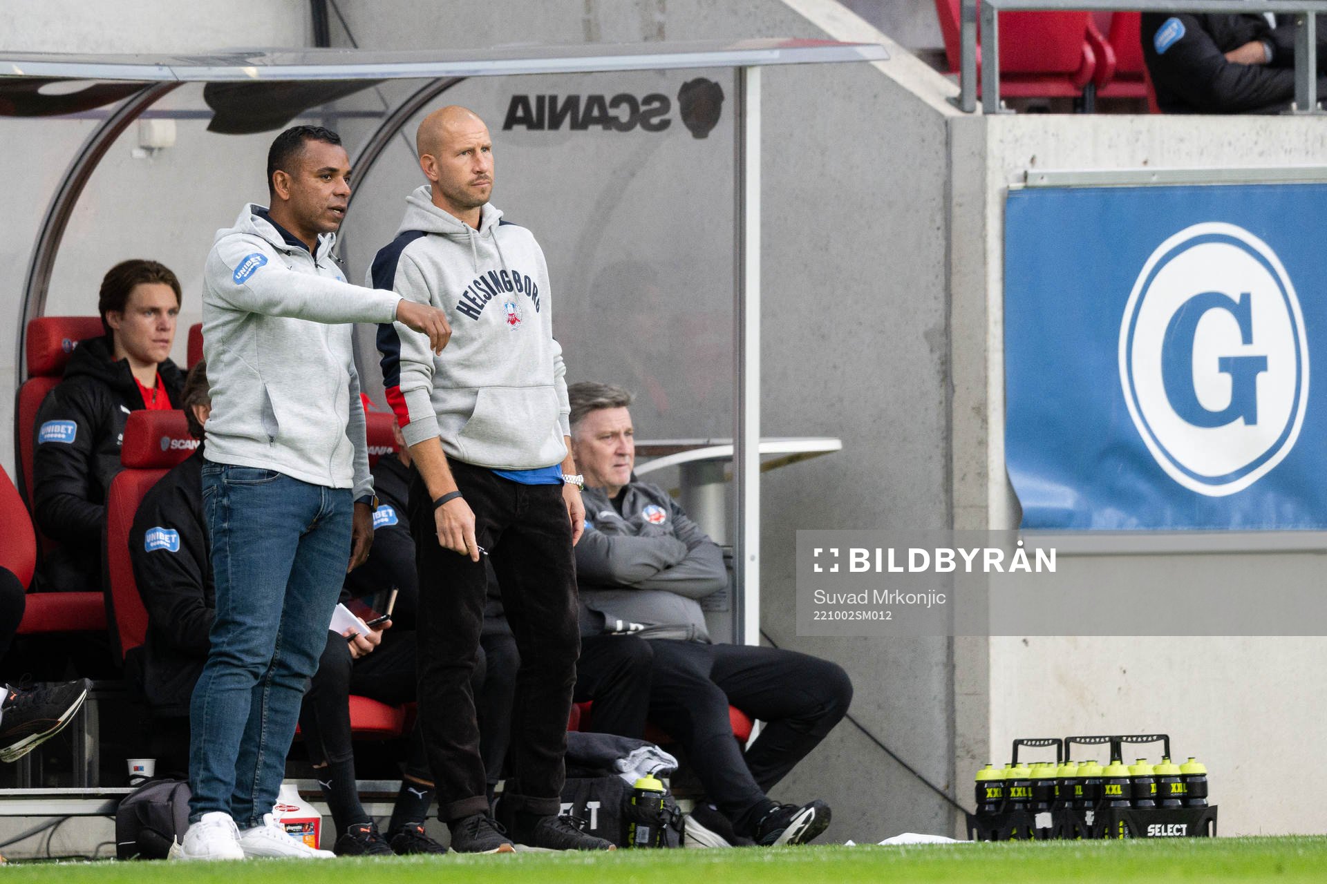 Helsingborgs tränare Alvaro Santos och tränare Mattias