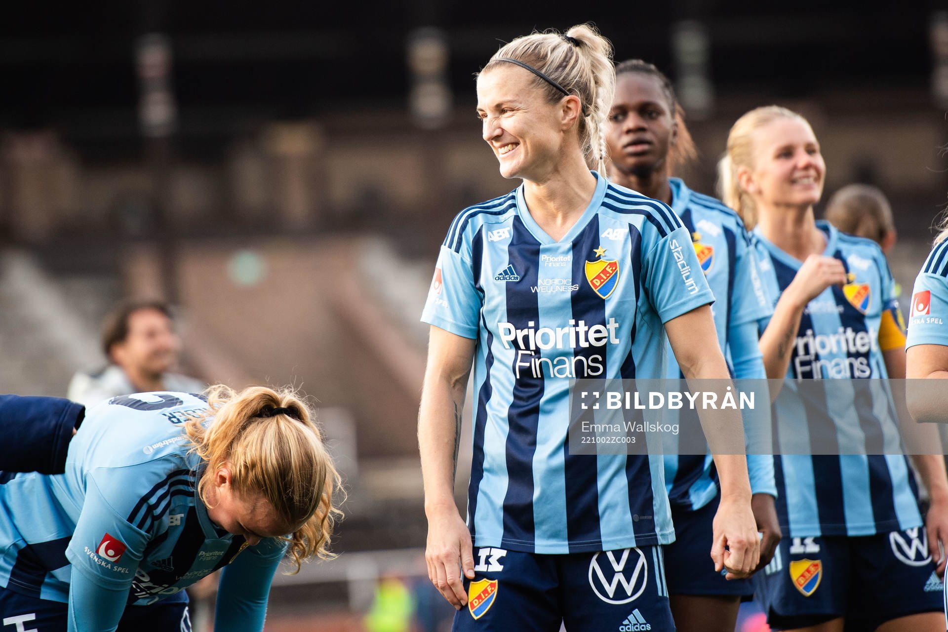 Djurgårdens Emelie Asplund Lövgren efter fotbollsmatchen i Damallsvenskan mellan Djurgården och AIK den 2 oktober 2022 i Stockholm. 