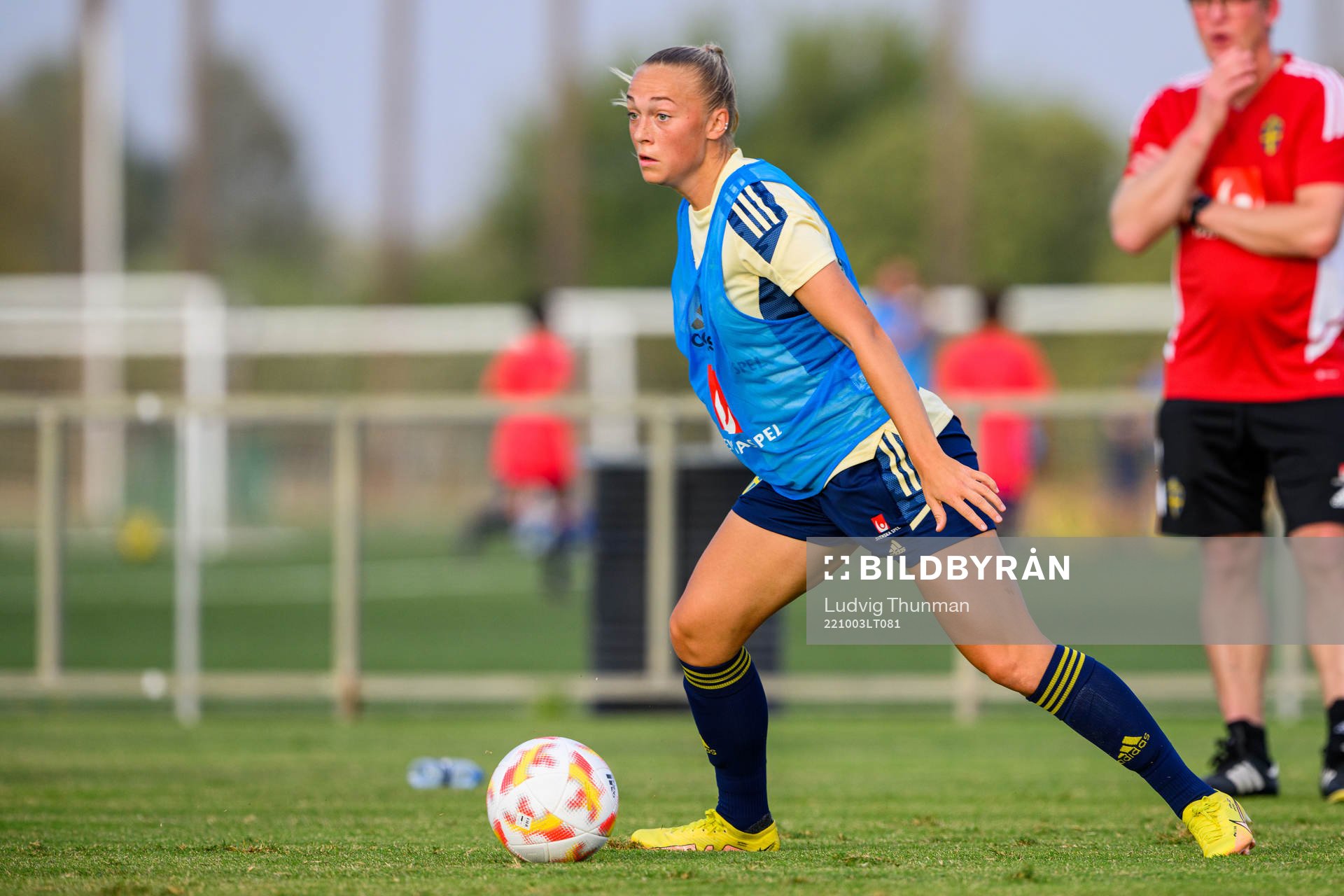 Hanna Bennison during a training session with the Swedish women's national football team on October 3, 2022 in Cordoba. 