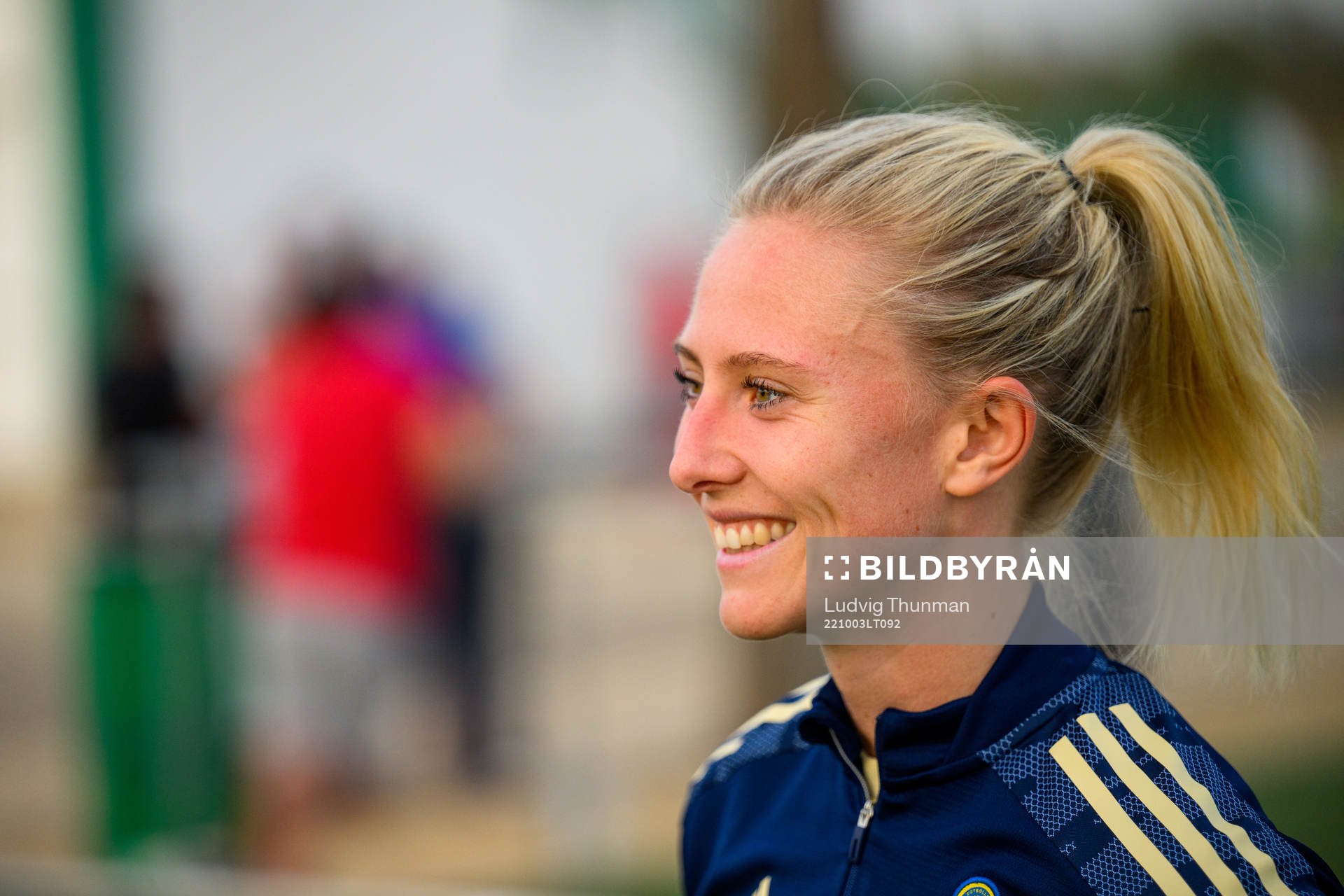 Rebecka Blomqvist is interviewed by the media