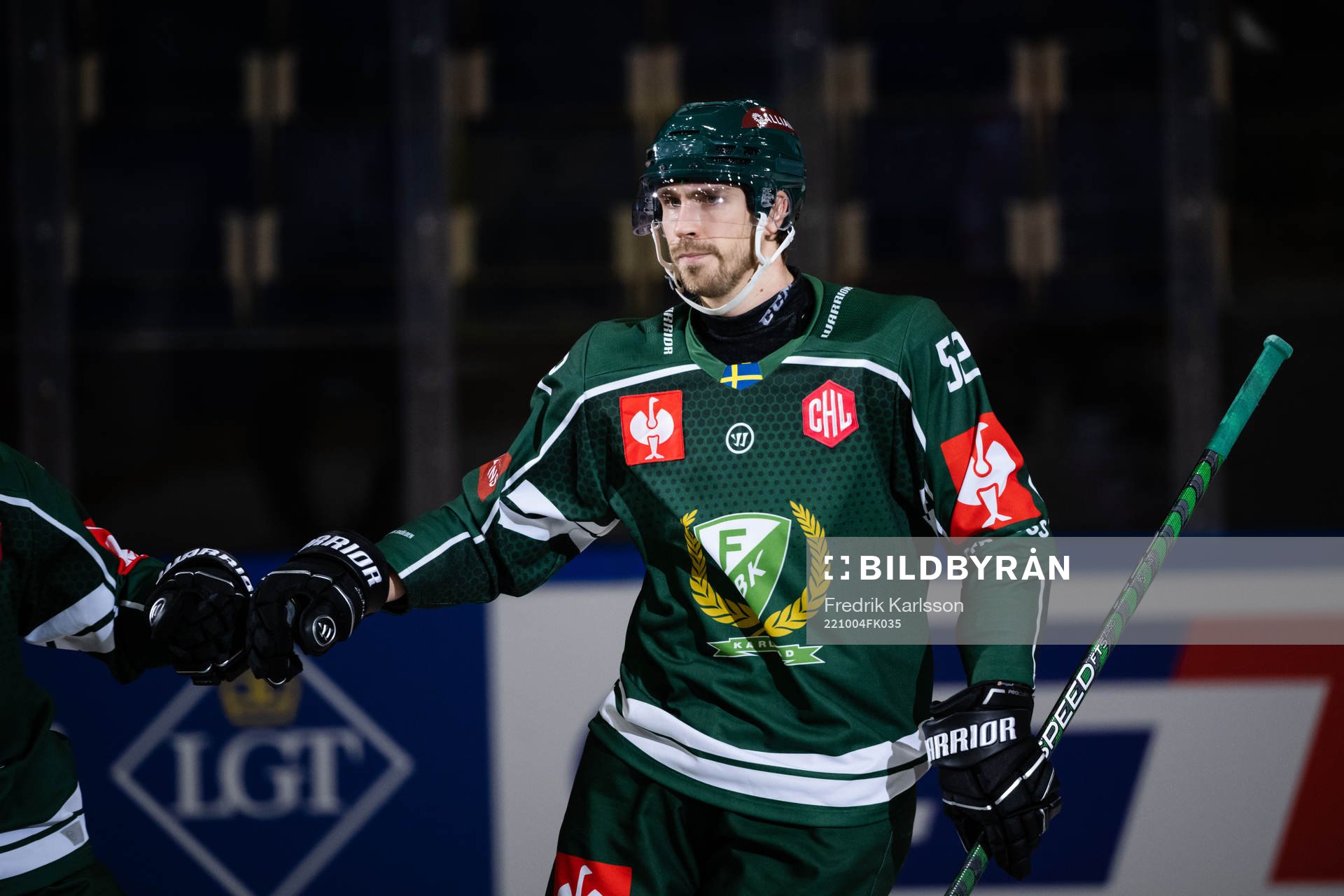 August Tornberg of Färjestad celebrates