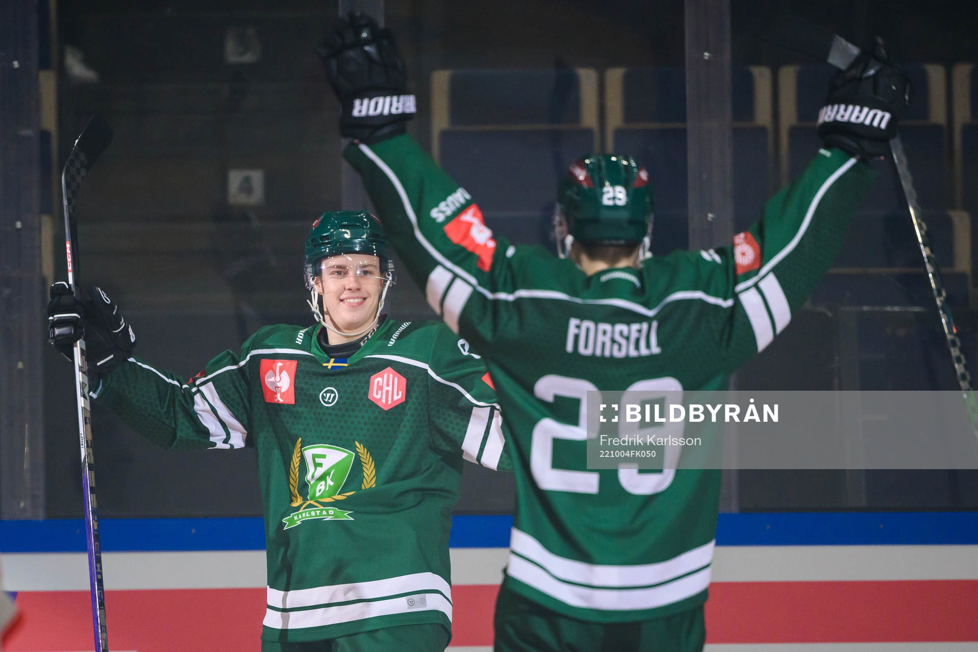 Anton Berglund of Färjestad celebrates