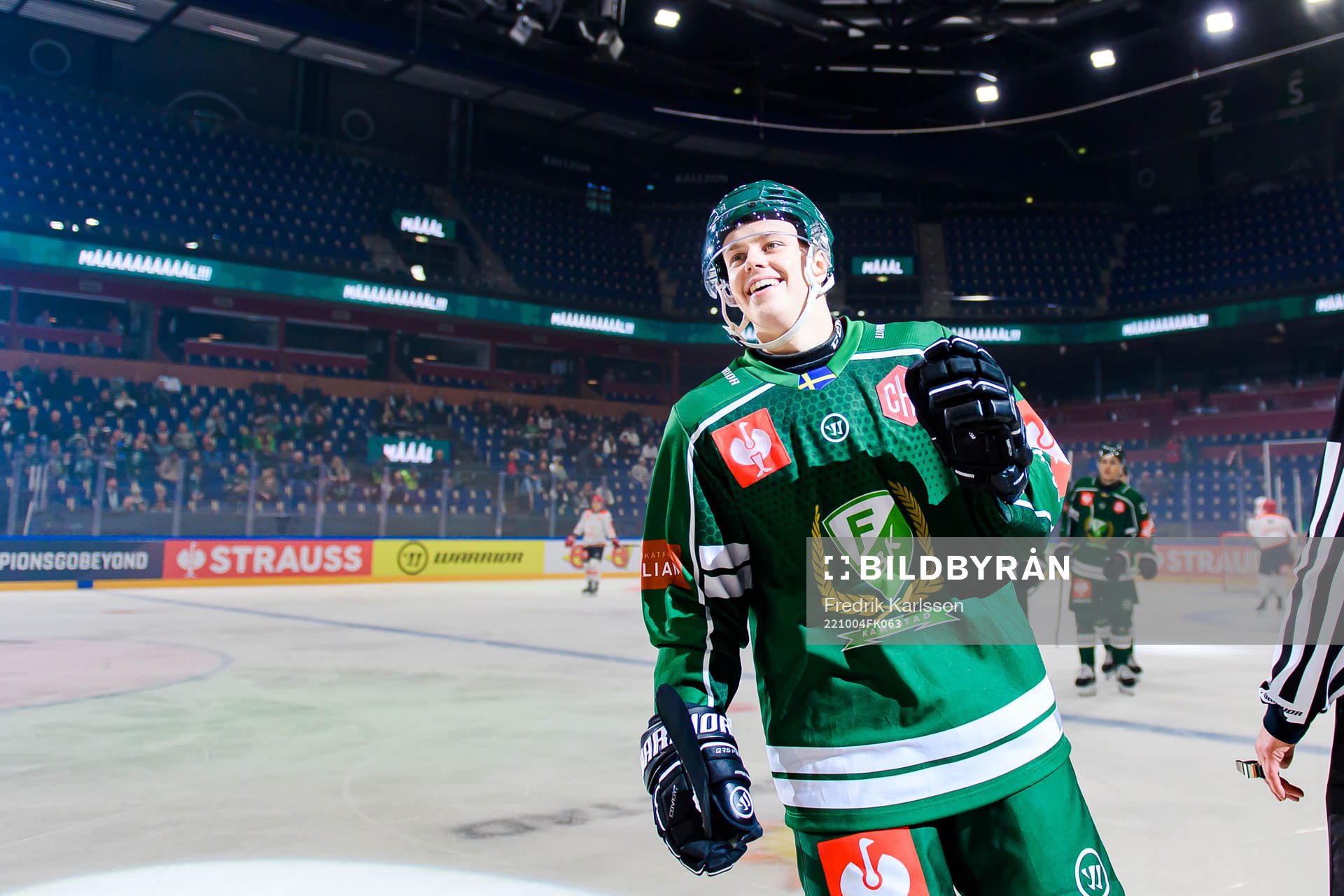 Anton Berglund of Färjestad celebrates