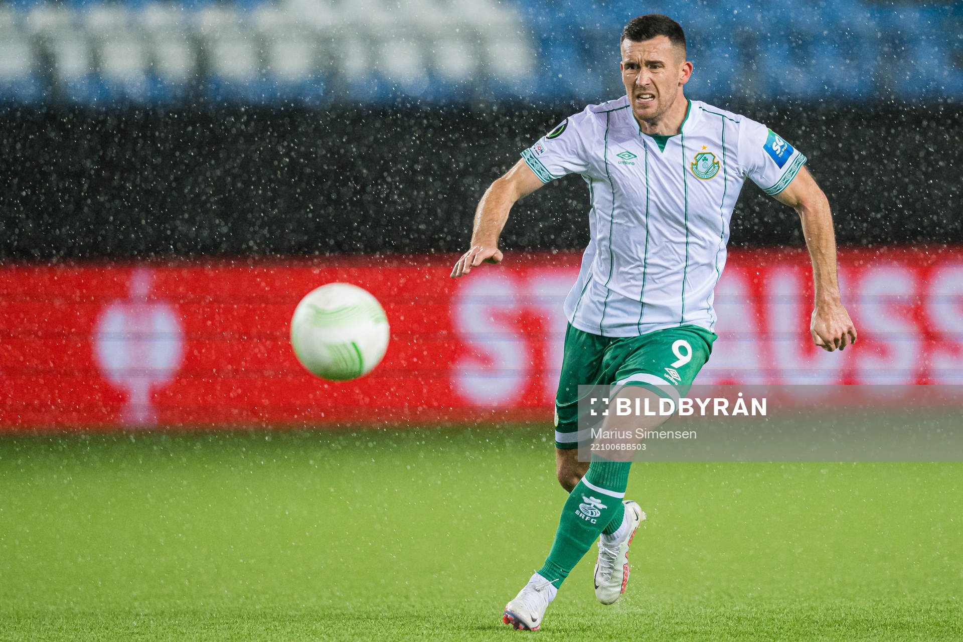 Aaron Greene of Shamrock Rovers during the UEFA Europa Conference League match between Molde and Shamrock Rovers on October 6, 2022 in Molde.