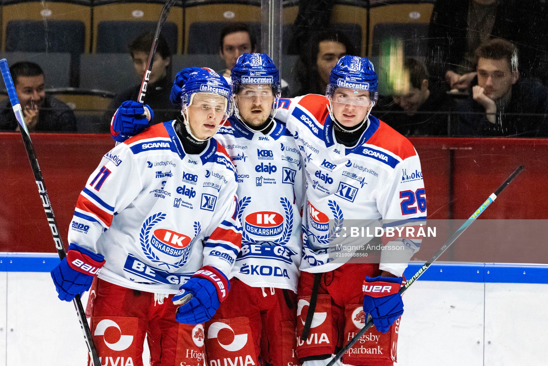 Oskarshamns Antti Suomela Patrik Karlkvist och Lukas Pilö