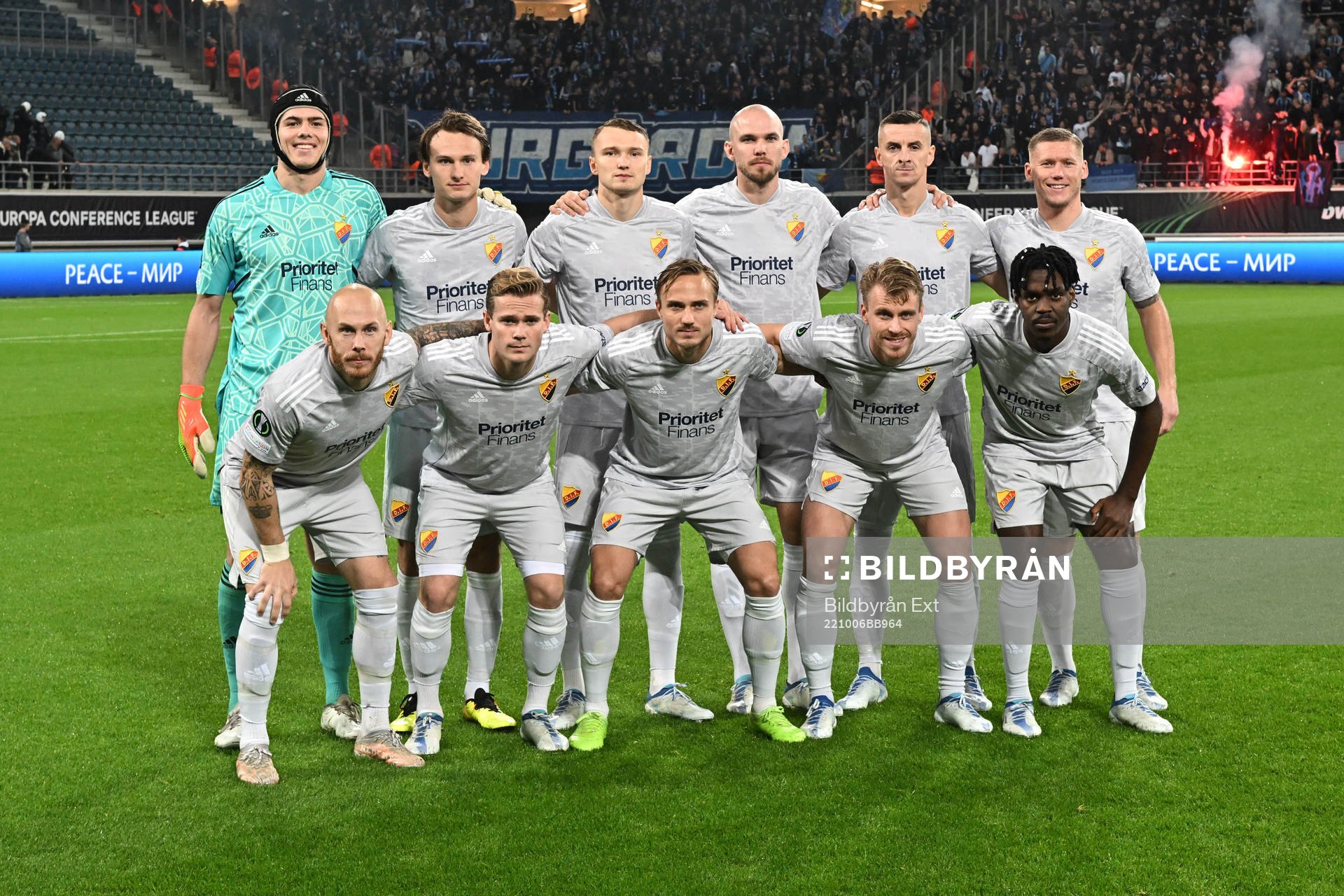 Players of Djurgården pose for a team photo