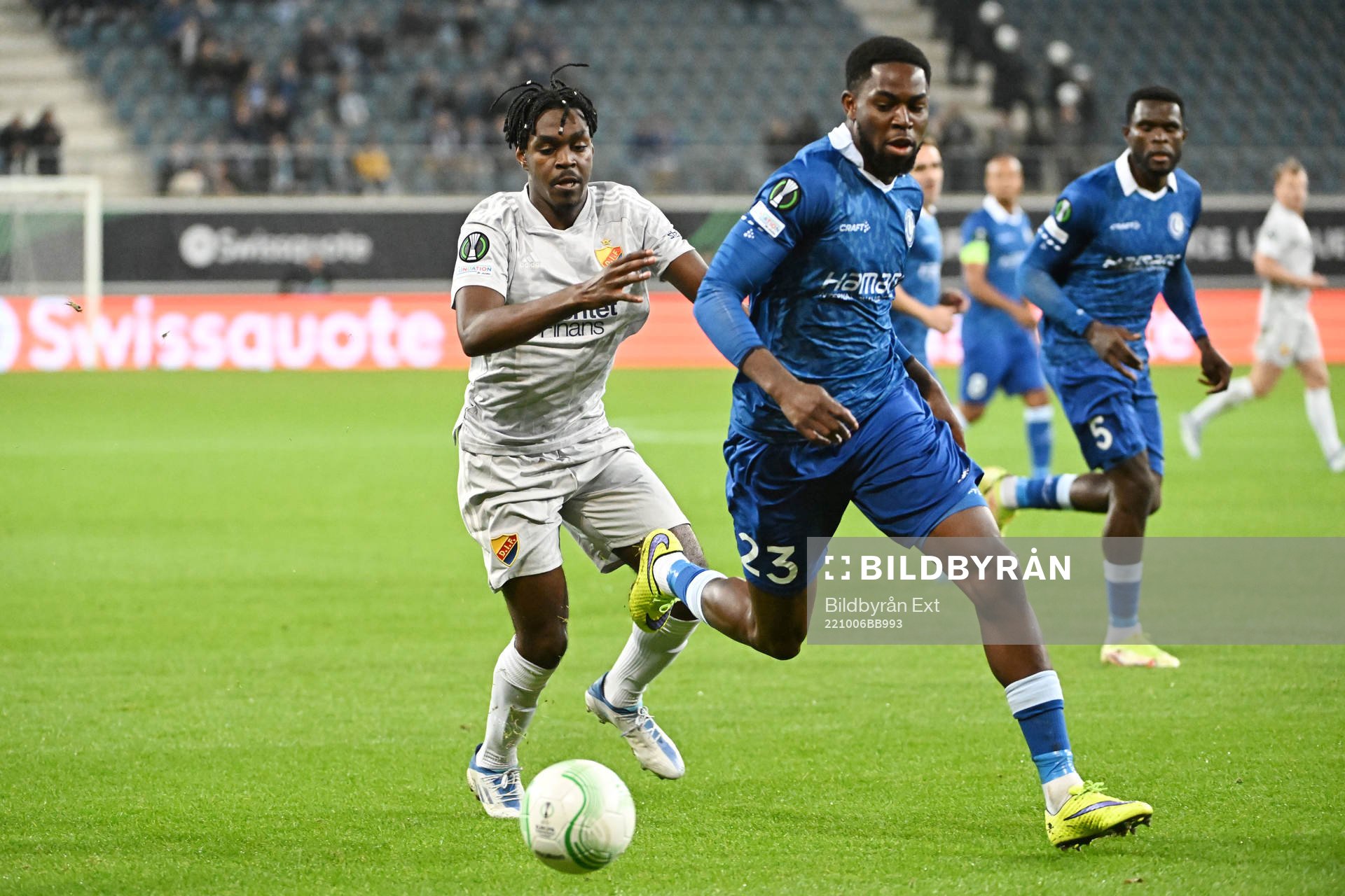 Joel Asoro of Djurgården against Jordan Torunarigha of Gent