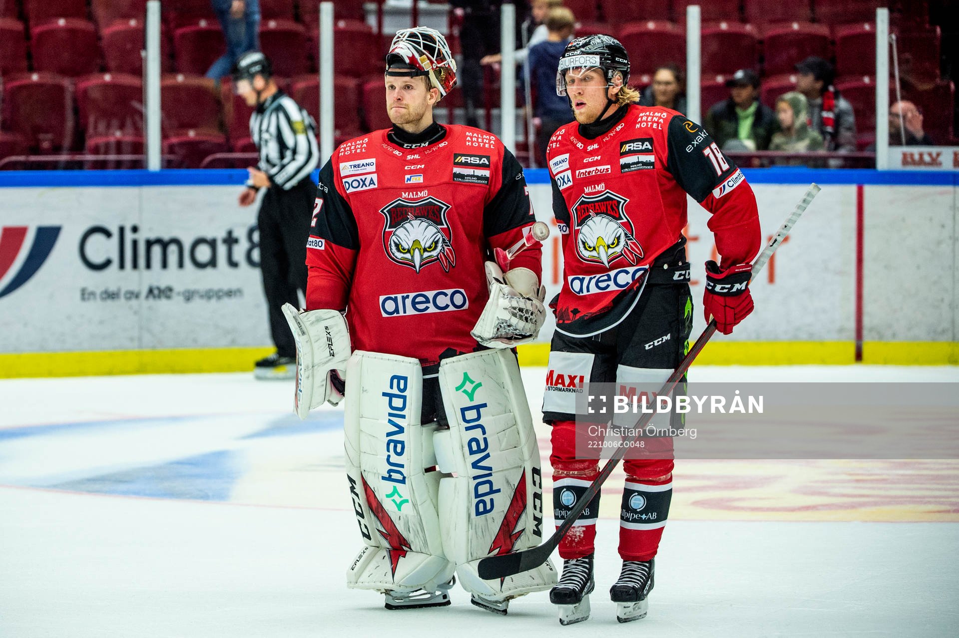 Malmö Redhawks målvakt Daniel Marmenlind och Marcus