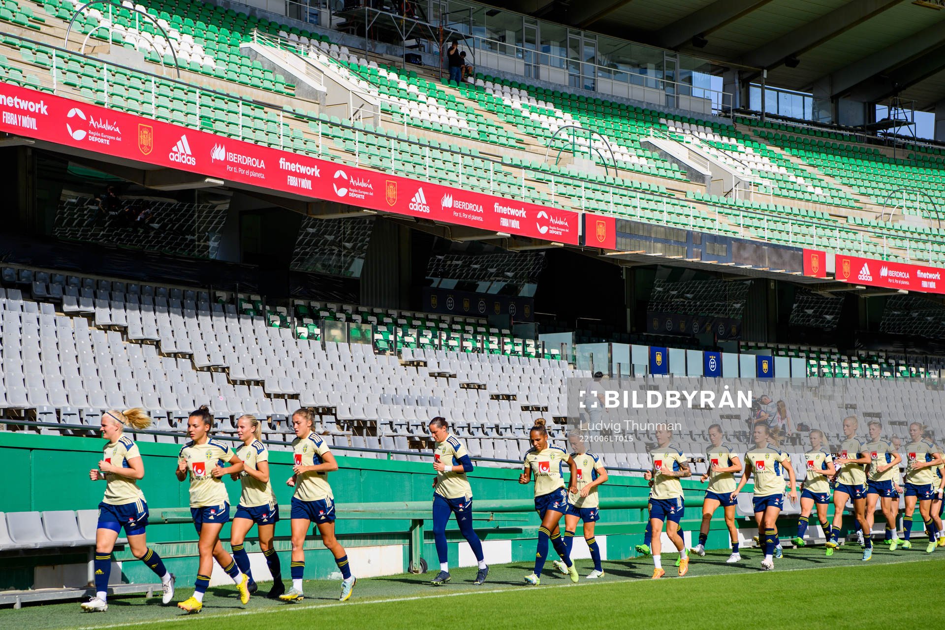 Players of the Swedish women's national football team warm